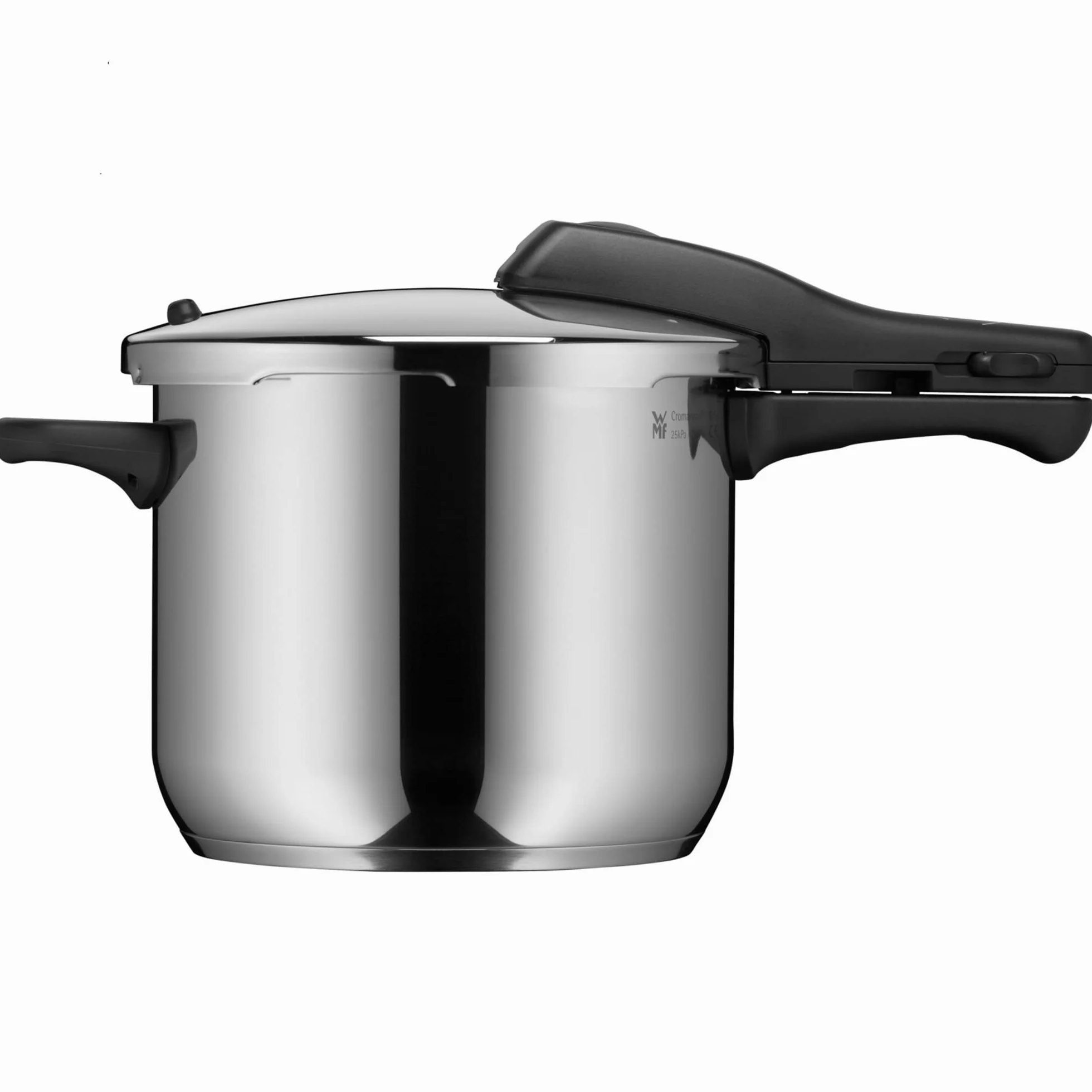 WMF Perfect - Pentola a pressione a induzione, 6,5 l, grande segnale di cottura, 2 livelli di cottura, manico con coperchio rimovibile, acciaio INOX Cromargan