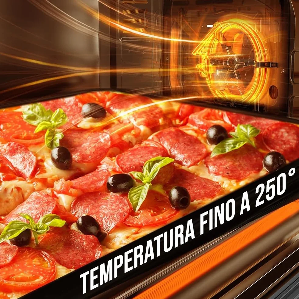 Forno Elettrico Ventilato 70 Litri 2500W Temperatura Regolabile 250° Acciaio Timer