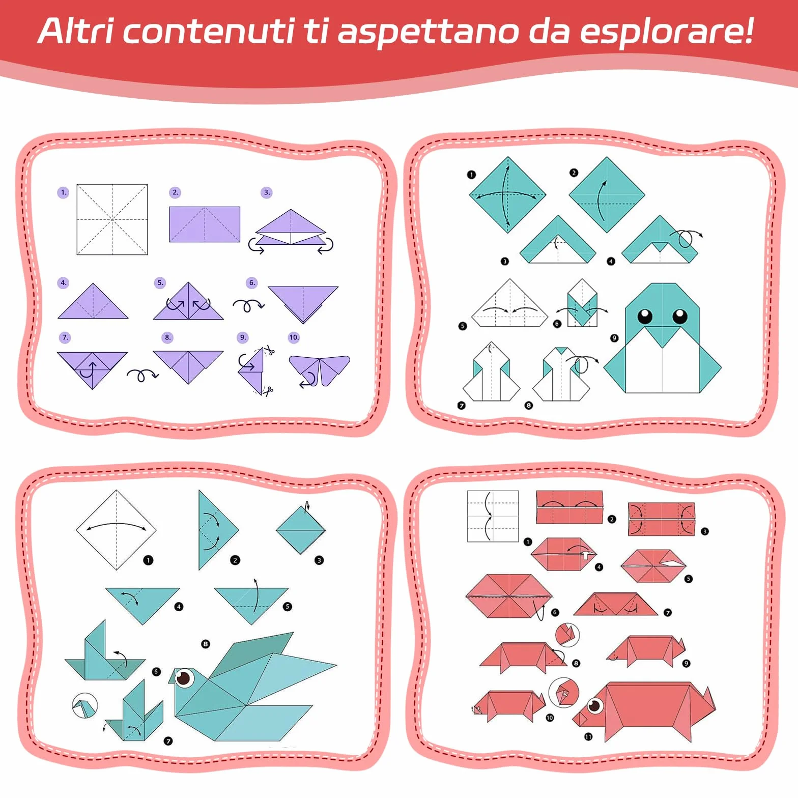 Origami Carta 300 Fogli Colorati 20 Colori A4 21x29,7 cm 20x20 cm 12x12 cm 3 Dimensioni Set