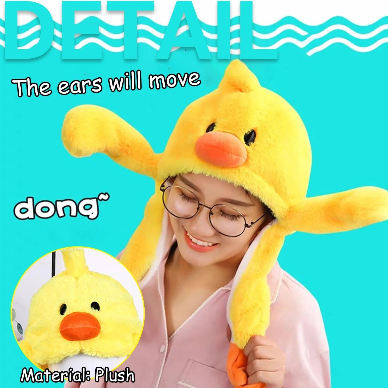 Cappello da Cartone Animato Peluche con Orecchie Mobili, Design Creativo Divertente