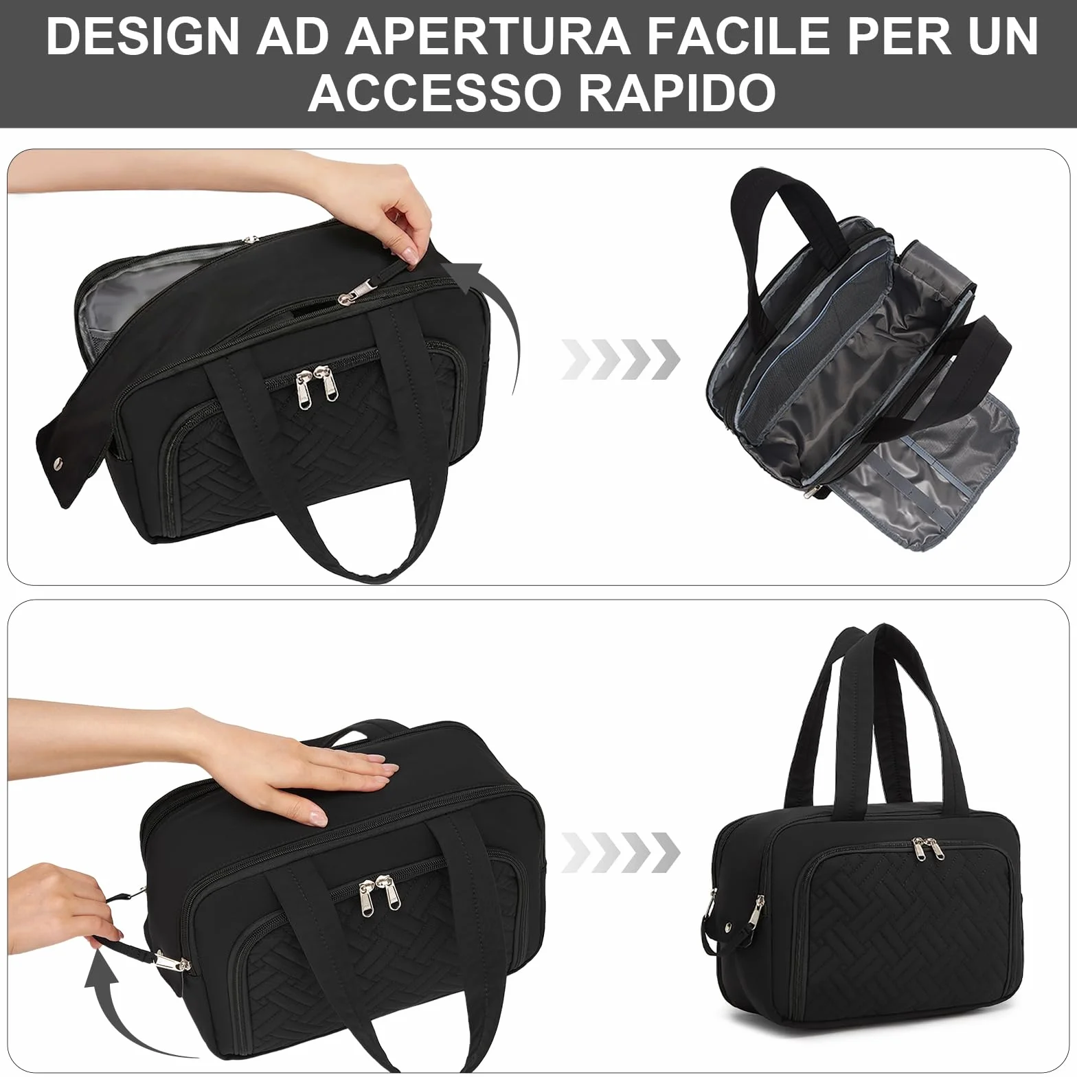 Kono Beauty Case Donna, Trousse da Viaggio Grande, Pochette Make-up, Ampia Apertura, Borsa per Trucchi e Accessori, Impermeabile