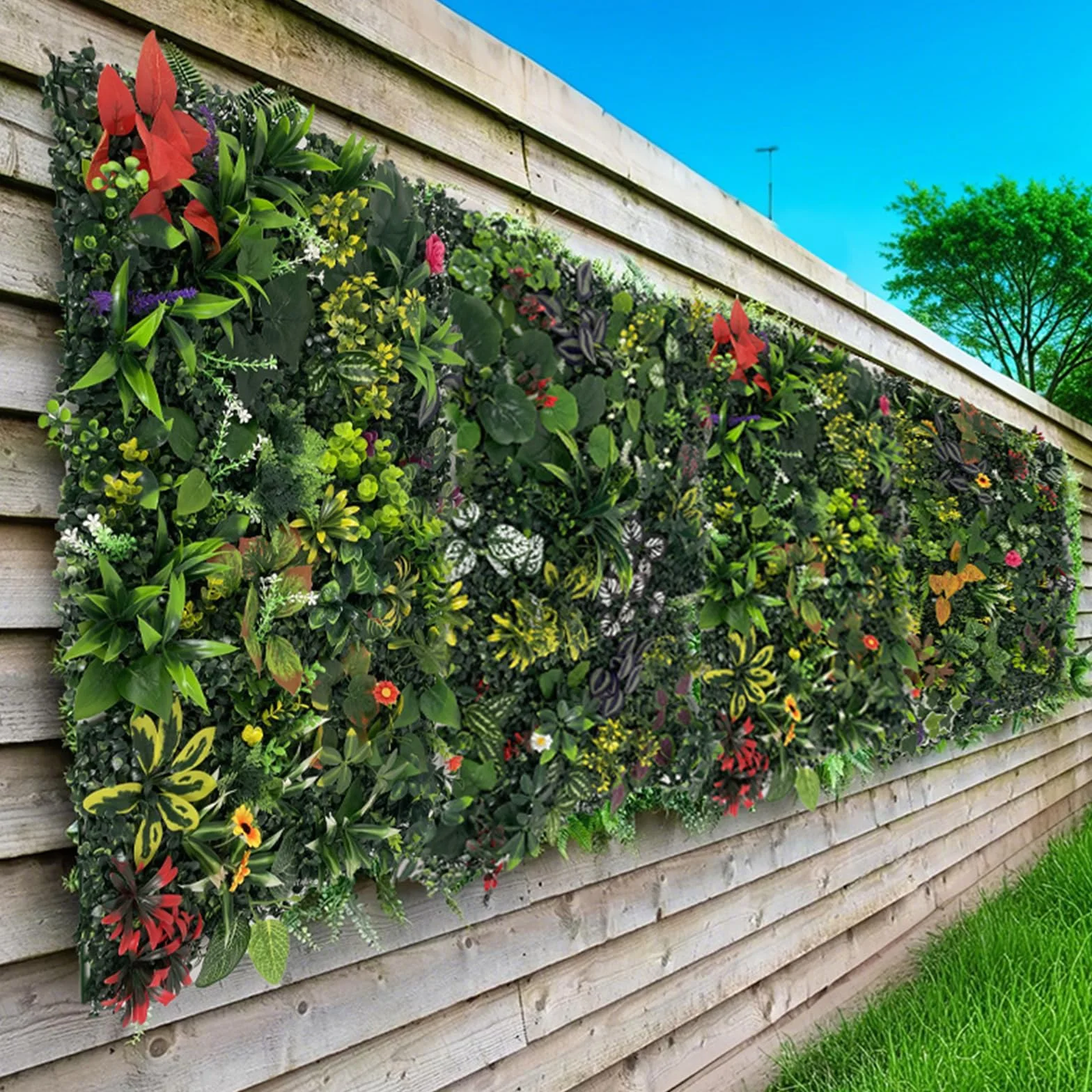 Pannelli Muro Vegetale Artificiale 4 Pezzi 25x25cm Piante Finte da Parete per Interni Esterni