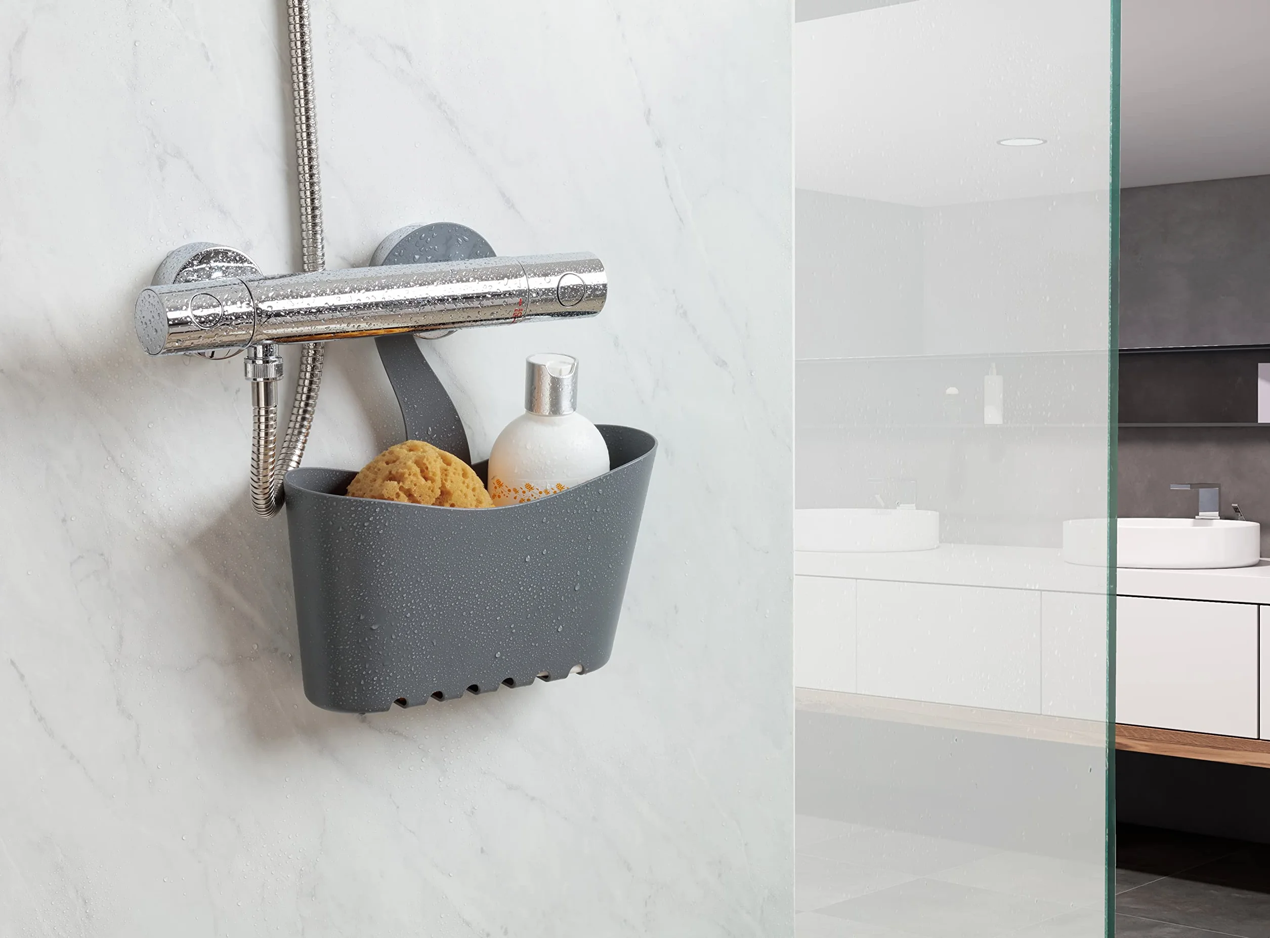 TATAY Portasapone per Doccia Impilabile 25x9x28 cm Grigio