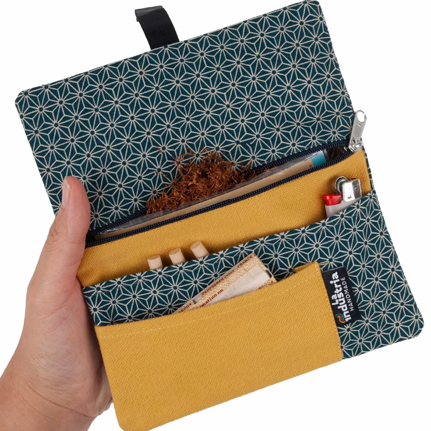 Borsello porta tabacco cartine filtri accendino Astuccio portatabacco stoffa Maki
