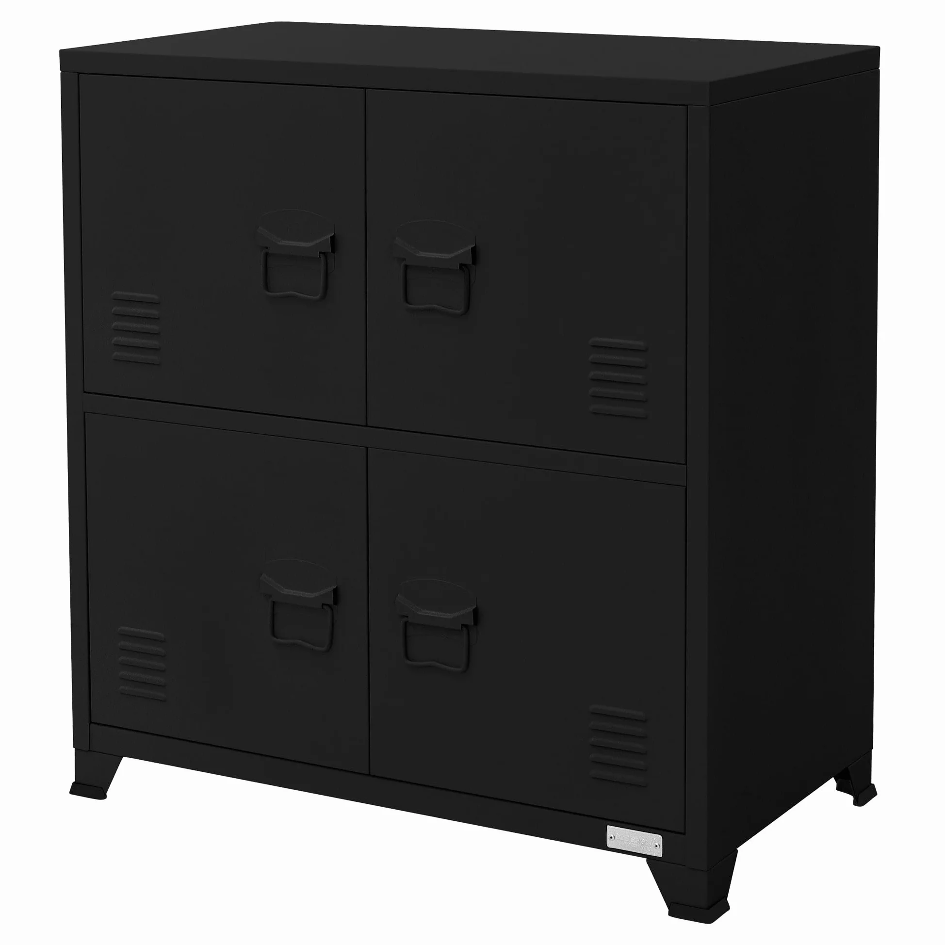 ML-Design Schedario da Ufficio 75x40x80,5 cm Nero Acciaio Mobile a 4 Gambe Armadietto in Metallo 4 Ante 2 Scomparti Interni Armadio Industriale Portadocumenti in Acciaio di Stoccaggio Portaoggetti