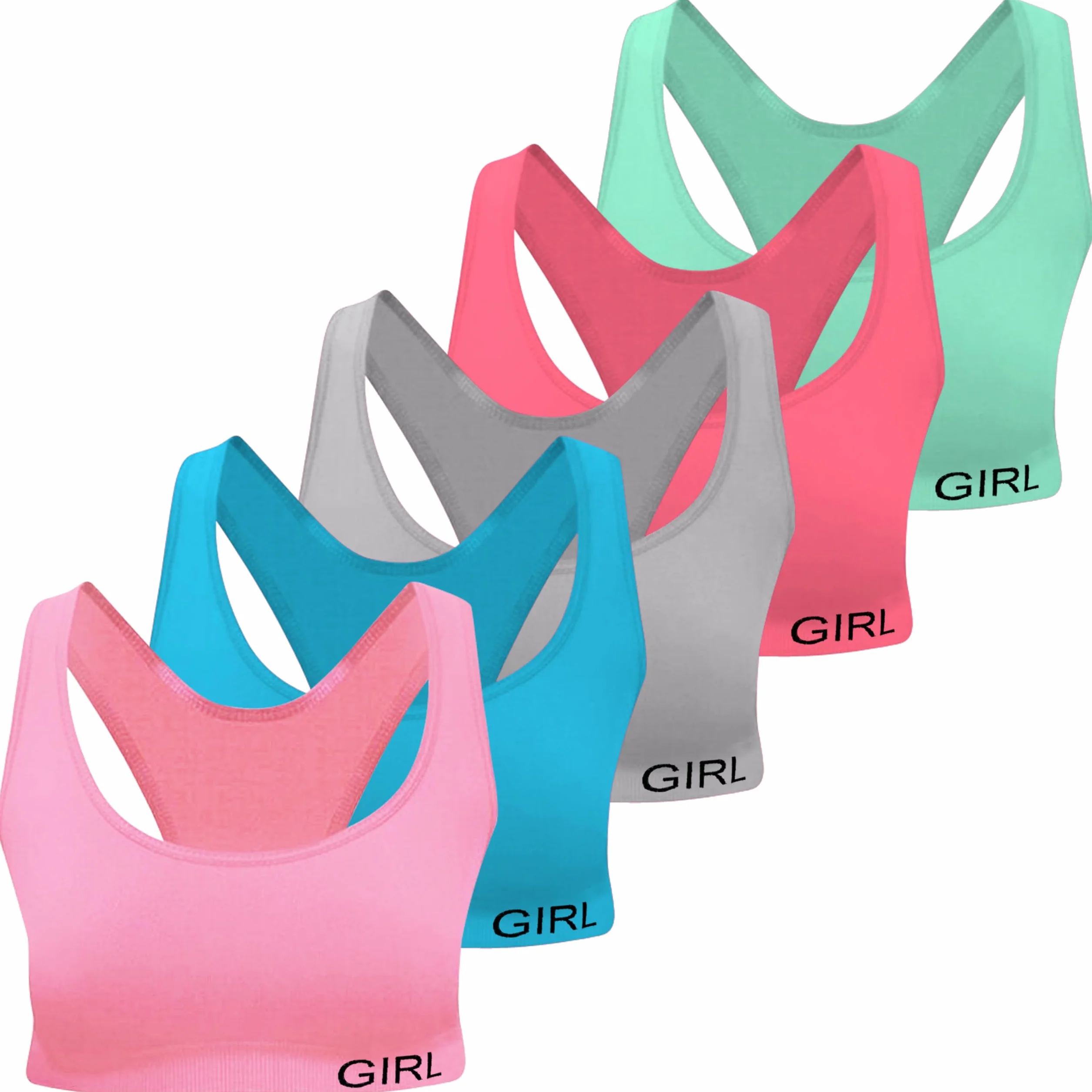 LOREZA 5 Bustier per Ragazze in Microfibra Reggiseno Sportivo Intimo con Schiena