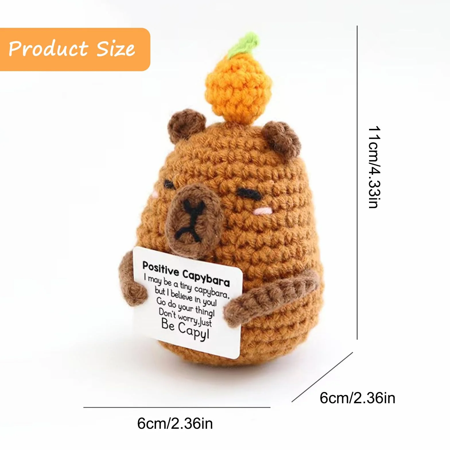 Capibara Positiva, Patata Positiva Uncinetto, Divertente Positive Capibara Supporto Emotivo, Capybara Motivazionale con Carta, Capybara Portafortuna Regalo per per Famiglia Amici Collega