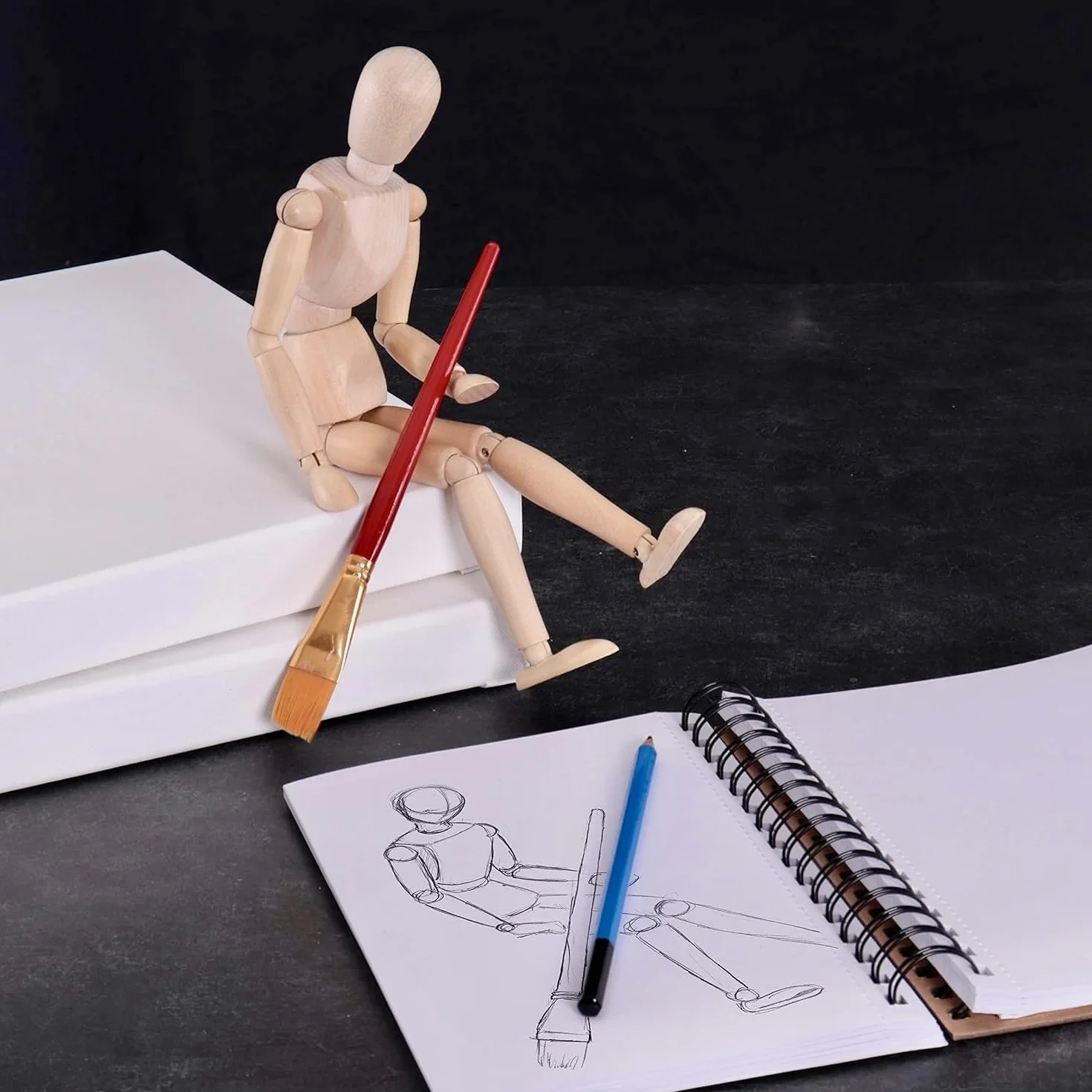 IPEA Manichino in Legno da Disegno 30 cm Snodabile Flessibile Figura con Base