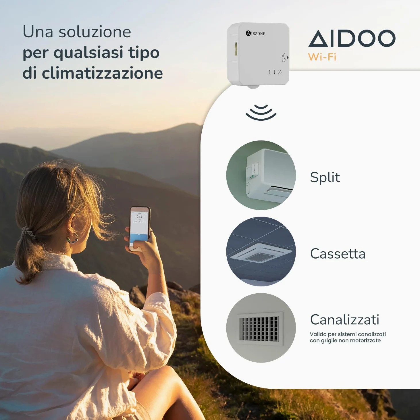 AIRZONE – Aidoo Controllo WiFi per climatizzatore – Compatibile con PANASONIC RAC Domestico AZAI6WSCPA0 – Controllo remoto e programmazione tramite app – Compatibile con Google Home e Alexa