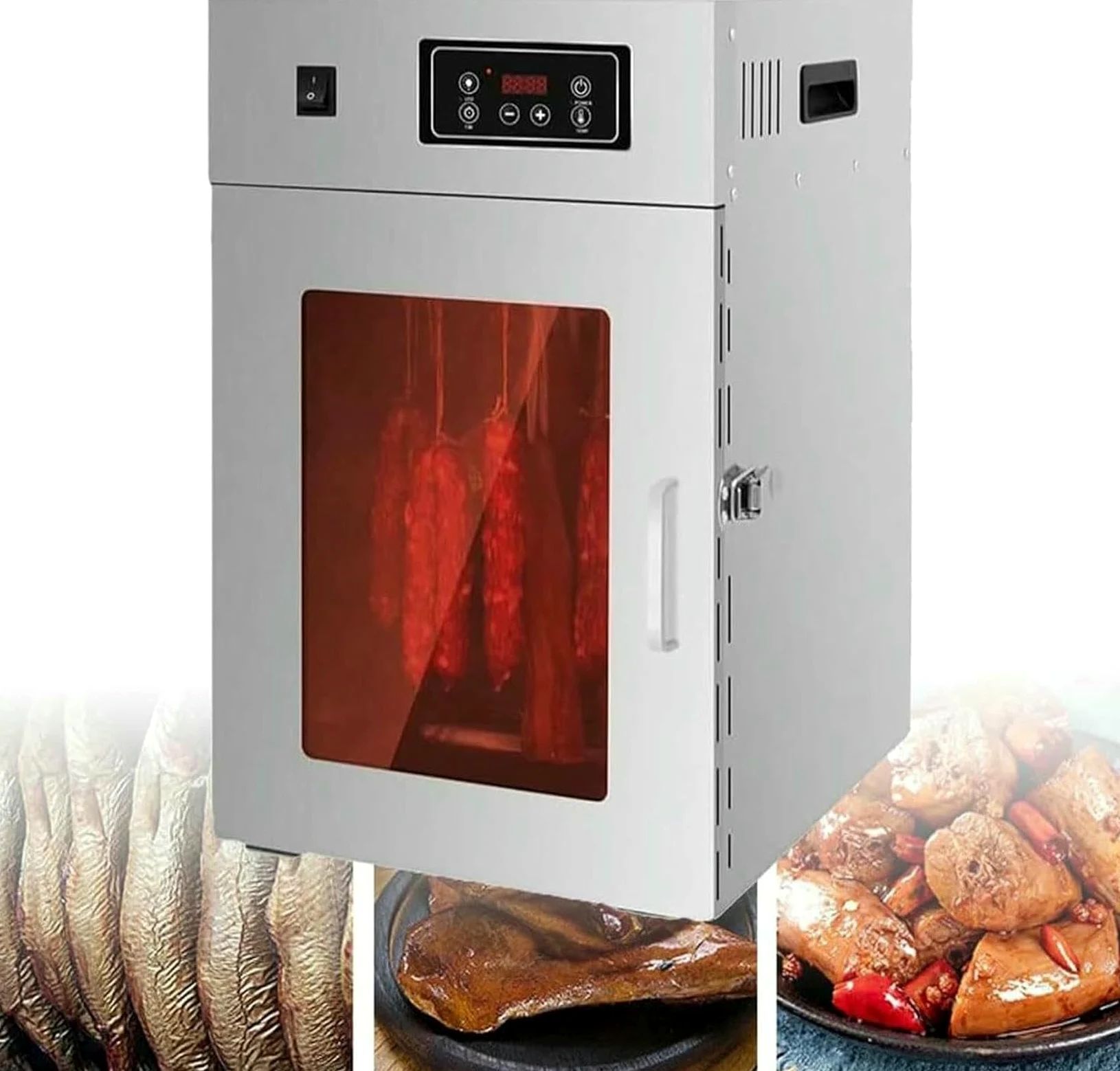 Deidratatore Alimentare in Acciaio Inossidabile, Decoratore di Carne Rotatoria con Termostato Regolabile da 30 A 90 C 24 Ore, Cena Alimentare