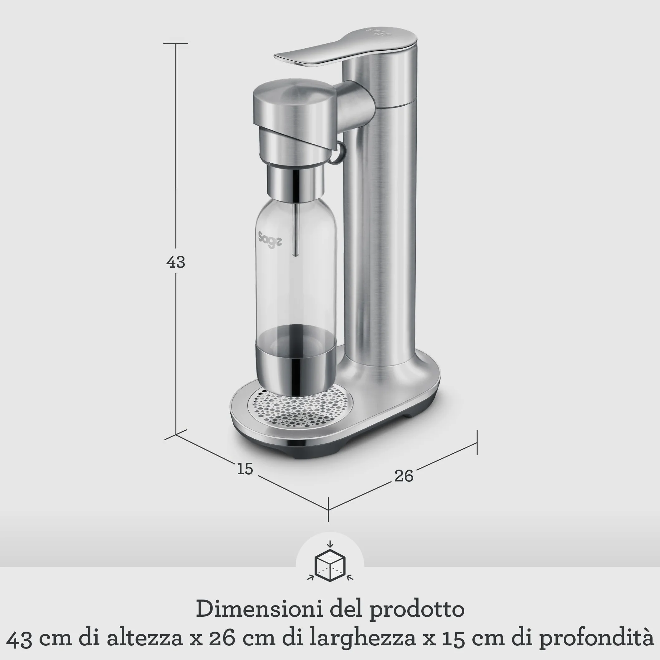 Sage - InFizz Fusion - Produttore di Soda Domestico - Per Acqua Frizzante, Succhi di Frutta, Tè, Cocktail e Tutte le Bevande Gassate, Tartufo Nero