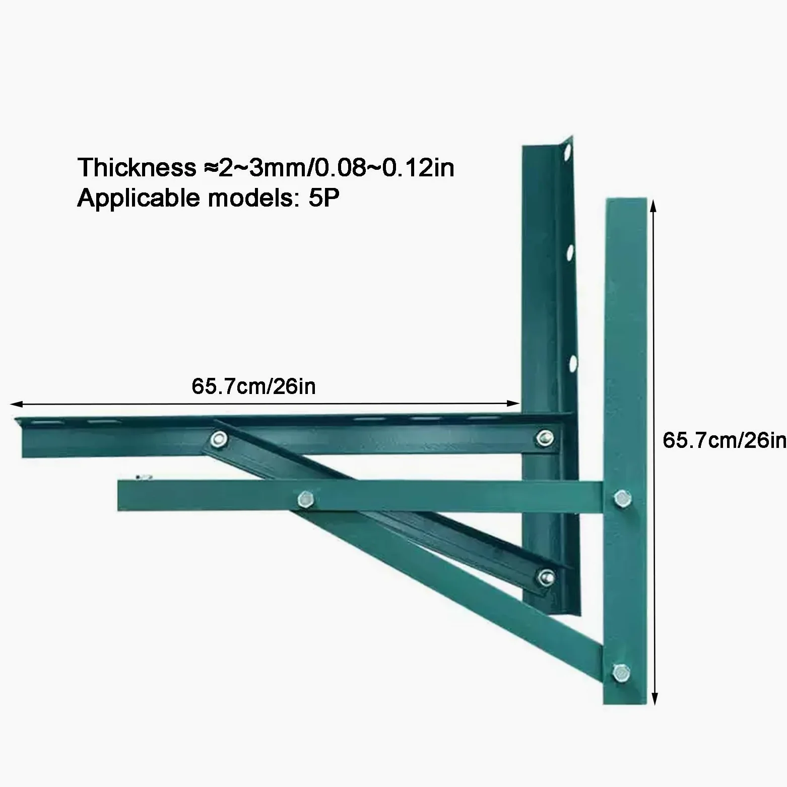 Staffa Condizionatore Esterno, Staffe Condizionatore per Condensatore 1-5P, Supporto Angolare in Ferro Verniciato, Capacità 180 Kg(65.7cm/26in)