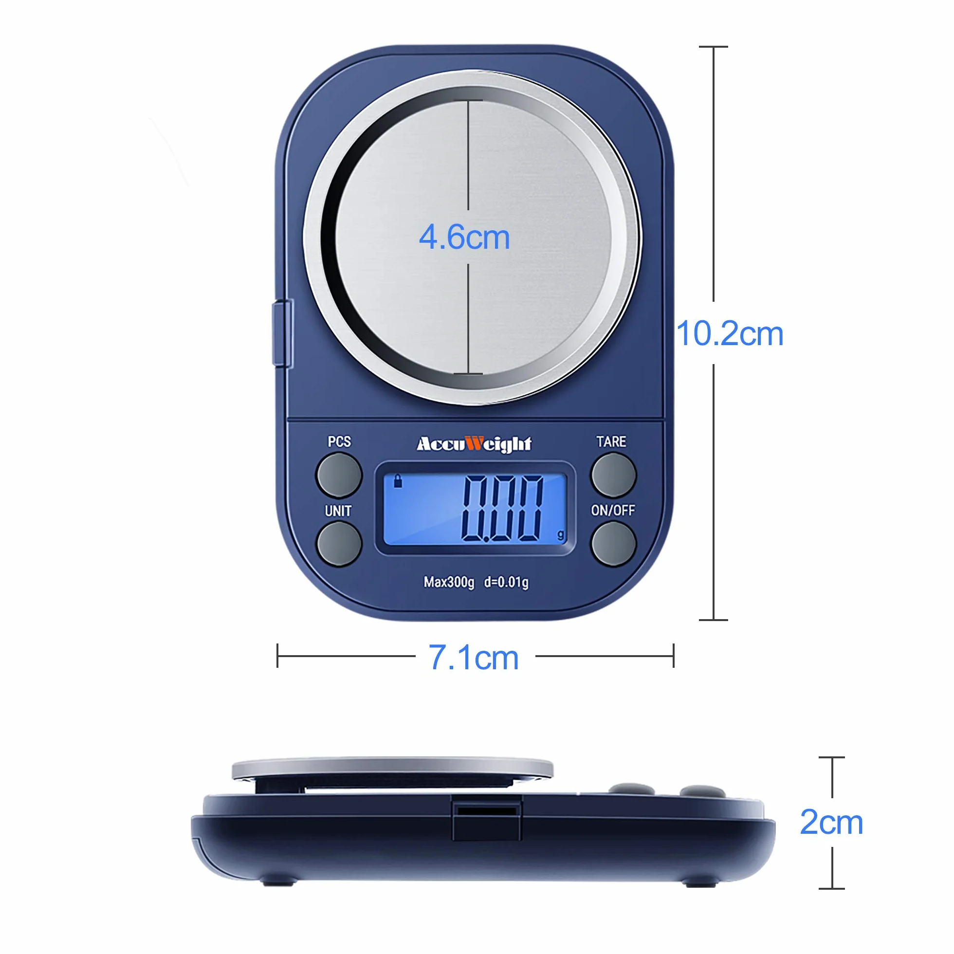 ACCUWEIGHT 255 Mini Bilancia di Precisione Digitale per Cucina Gioielli Oro Bilancia Tascabile Elettronica 300g/0,01g con Tara Alimenti Pesa Bilance
