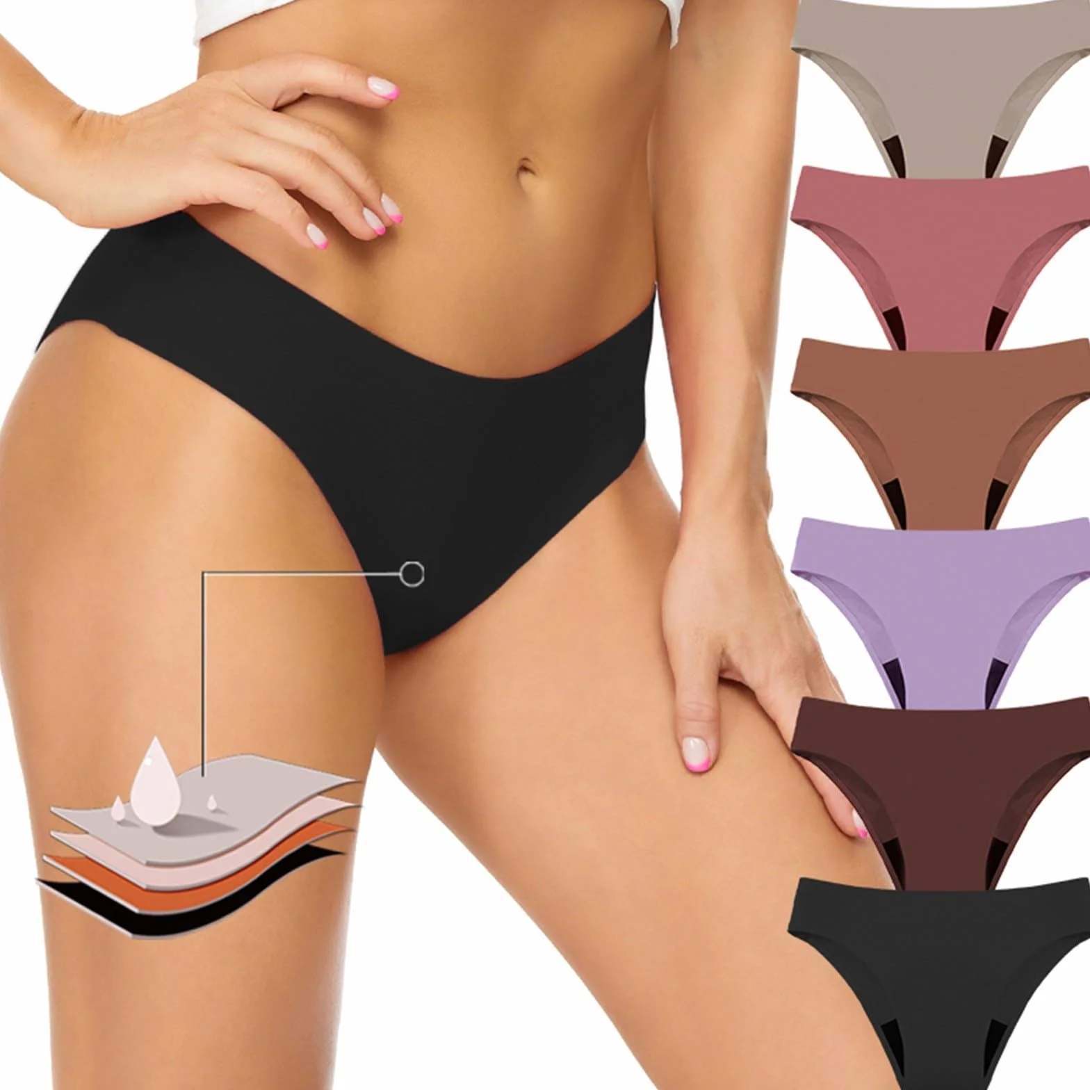 duaicnvow Costume da Bagno Mestruale per Ragazze e Adolescenti,Pantaloni da Nuoto per Il Periodo,Costumi da Bagno Donna Bikini a Vita Alta, Bikini Donna Mestruale Basic Sli,Slip del Bikini del Periodo