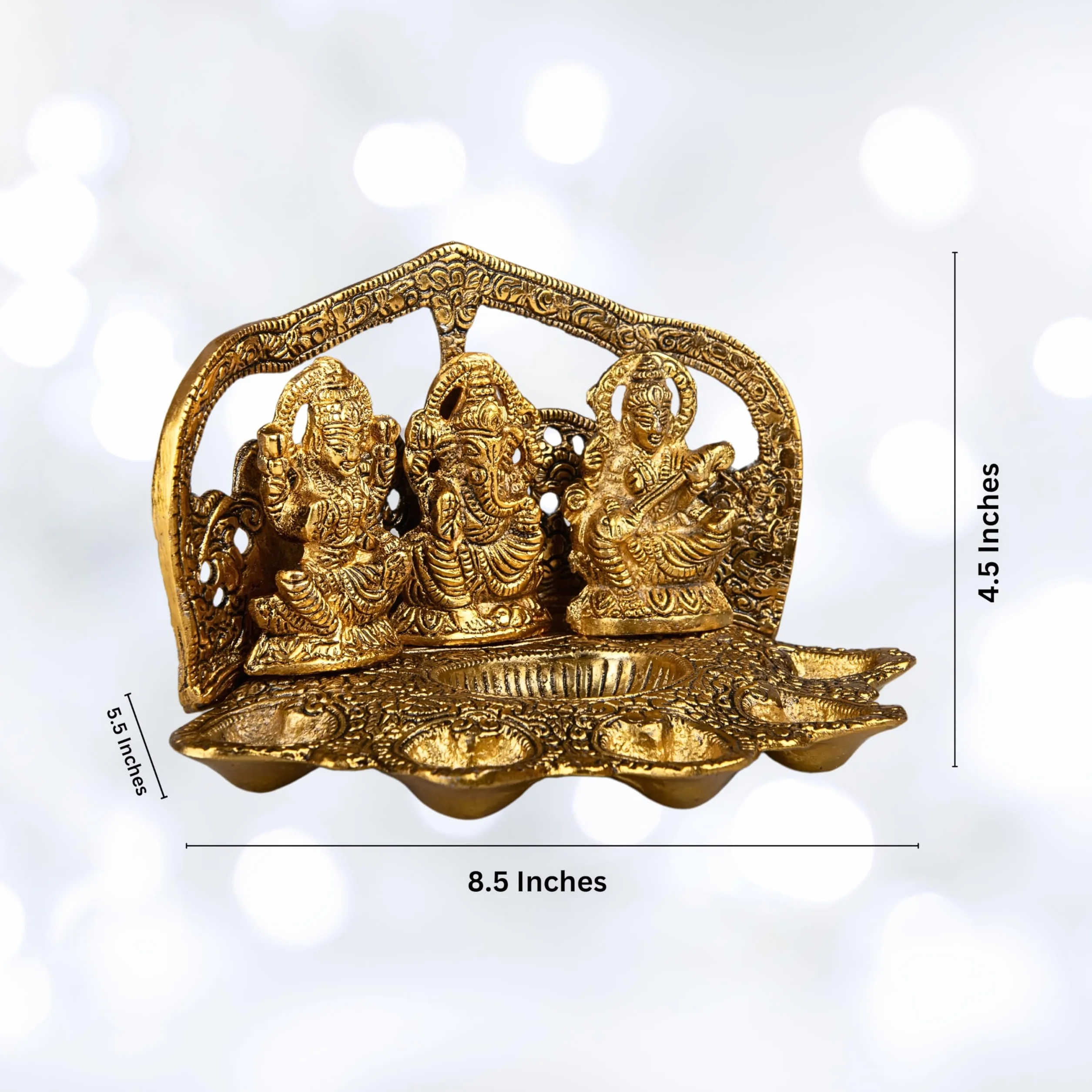Wonder Care Lampada Diya Lakshmi Ganesha Saraswati per Pooja e decorazione della casa, decorazioni per Diwali, Diya tradizionale per Diwali, lampada Diya per Pooja