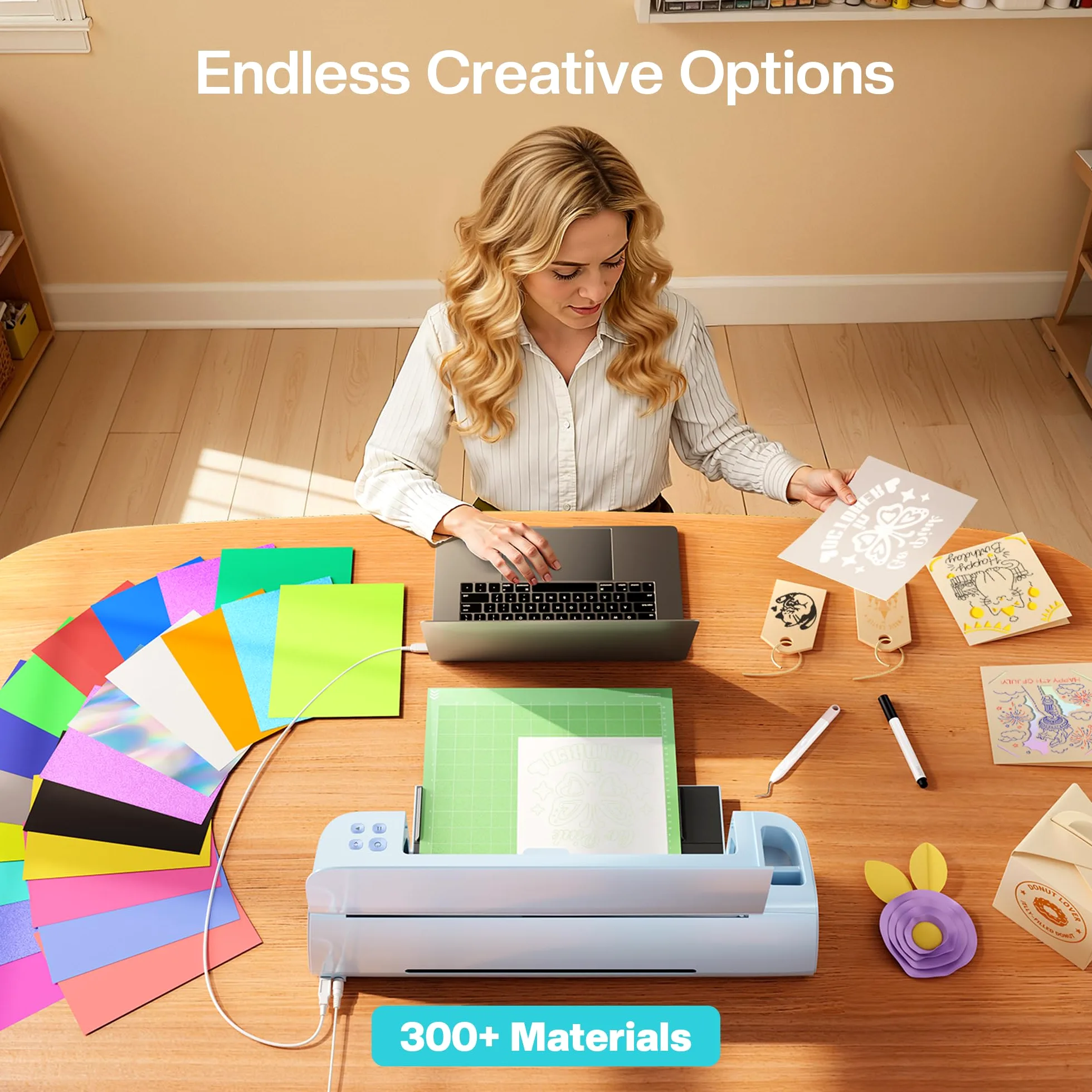 Likcut S31 Plotter da Taglio A3 con Funzione Print-Then-Cut - Adatto per Vinile, HTV e Cartoncino, Ideale per Sticker, T-shirt e Scrapbooking, Set con Materiali e Accessori, Blu