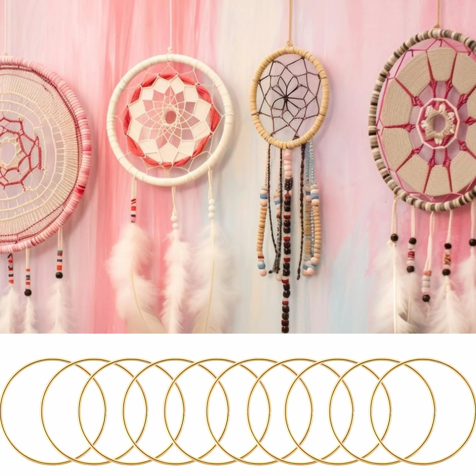 Anelli in metallo per macramè fai da te, set da 10 per decorazione artigianale