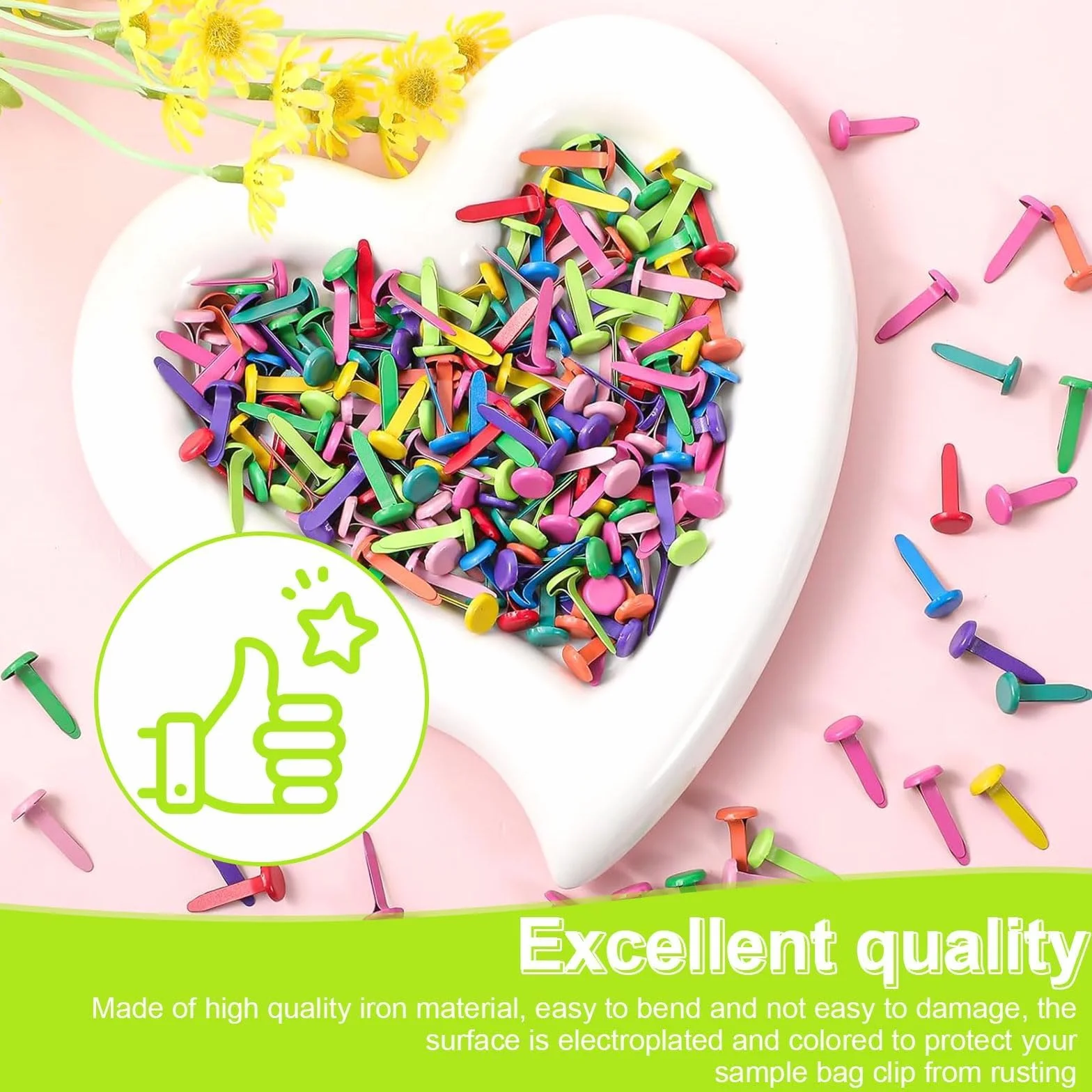 PARFCO Fermacampioni Piccoli, 400 Pezzi Puntine Chiodini Fermacampioni, Estremità Rotonde Colorate Fermacampioni Scrapbooking con Scatola Portaoggetti, Porta Album per Scrapbooking, Carta, Cartoline
