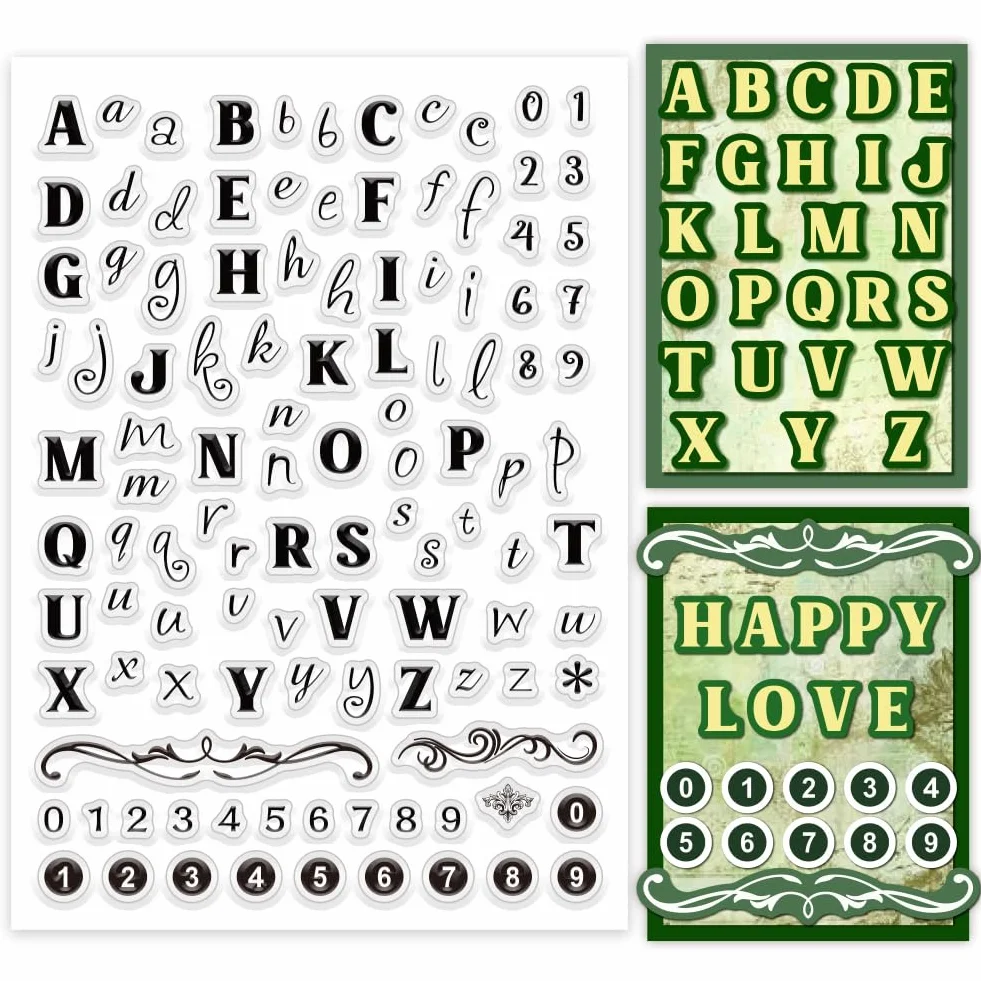 PH PandaHall 26 timbro Trasparente con Lettera Dell'Alfabeto, Timbro In Silicone con Numeri, Lettera Maiuscola e Minuscola, Timbro In Gomma per La Realizzazione di Cartoline, Scrapbooking