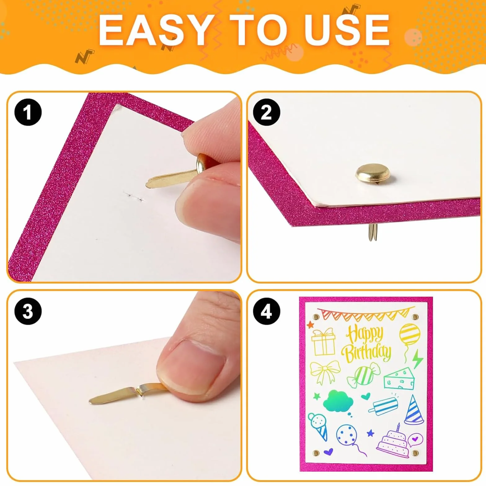 Hyxodjy 300 PCS Fermacampioni,Mini Scrapbooking Brads,Fermaglio di Carta in Metallo, Perno Rotondo in Ottone di Fissaggio Clip Rotonda Cotter Pin per Il Fai da Te Scrapbooking Craft