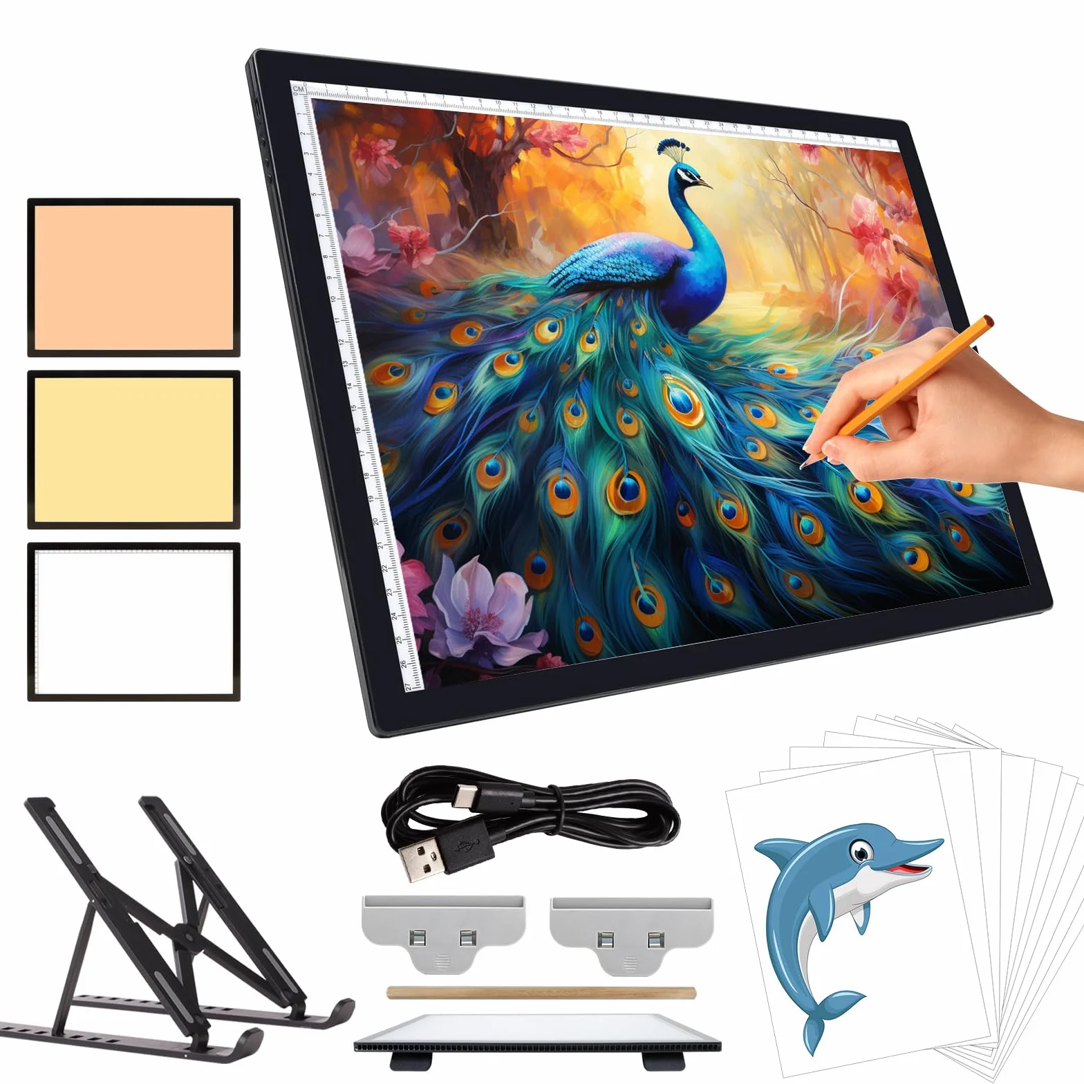 Tavolo luminoso A3 ricaricabile 3000 mAh 3 colori dimmerabili 6 piastre per disegno Diamond Painting