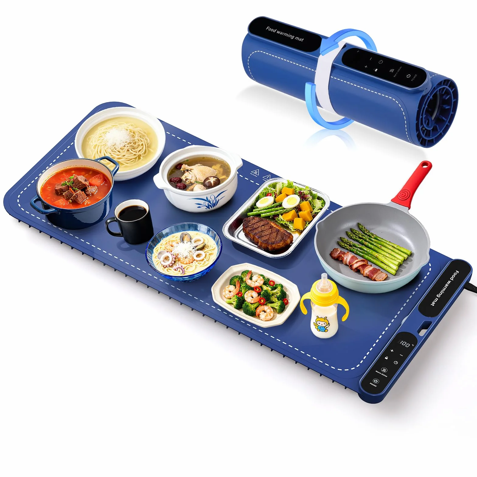 Tappetino riscaldante per alimenti Warming board 10S in silicone flessibile blu