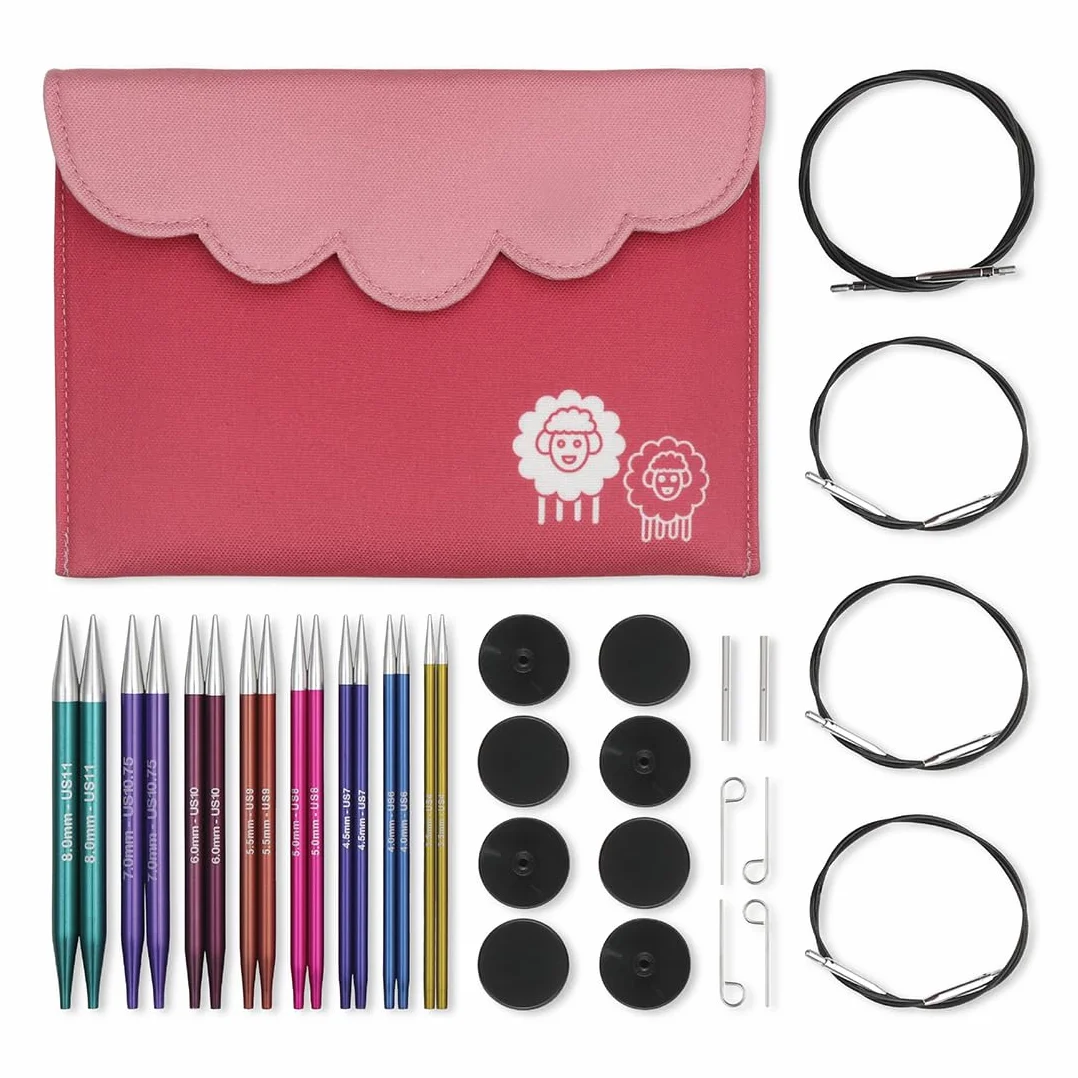 Set deluxe con punte circolari intercambiabili KnitPro, Zing, (3.50-8.00mm)