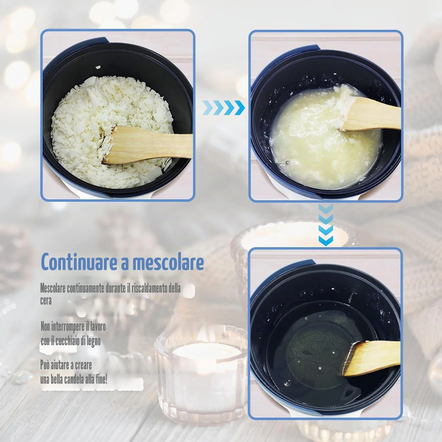 LINGQIAN Pentola Elettrica per Fusione Cera, 1,5 l, Sciogli Cera per Candele Professionale