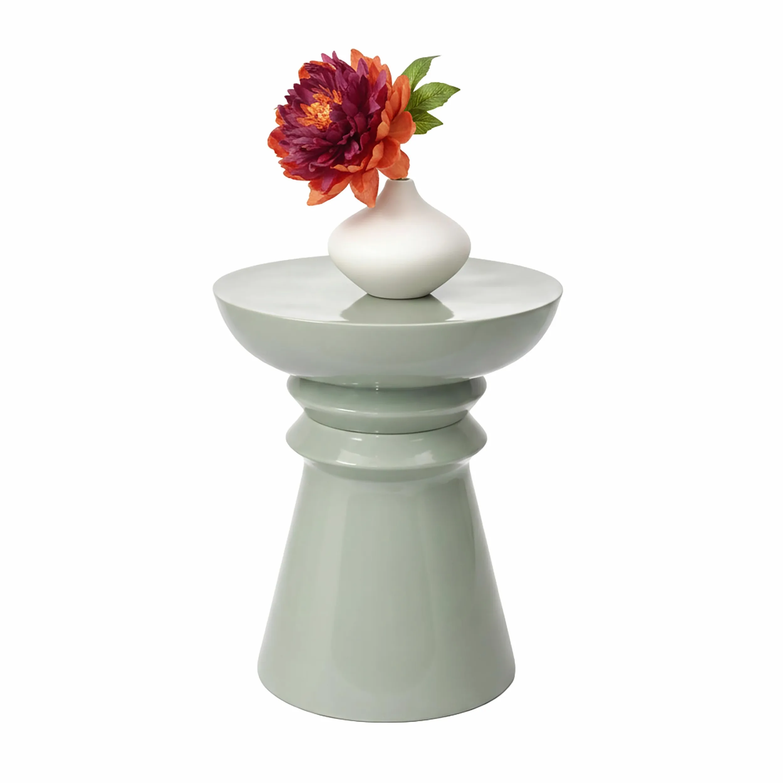 Relaxdays Tavolino e sgabello, design conico, oggetto decorativo per soggiorno, HxD: 45 x 38 cm, metallo, salvia