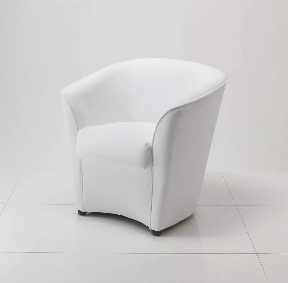 Poltrona Imbottita Valentina a pozzetto in Ecopelle per Ufficio Sala d'attesa Alta qualità Made in Italy (Bianco)