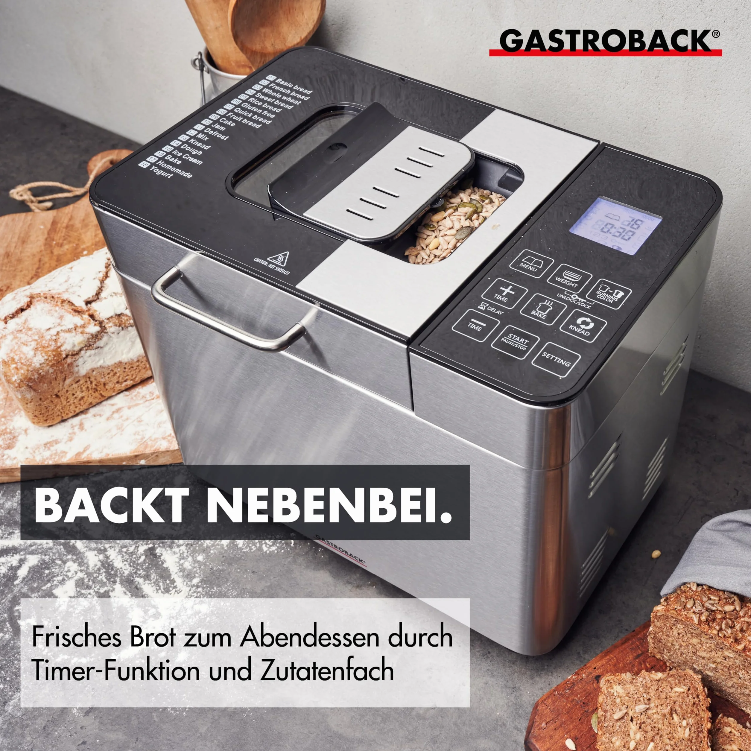 Gastroback 42823 Nero, Metallico 500W macchina per il pane