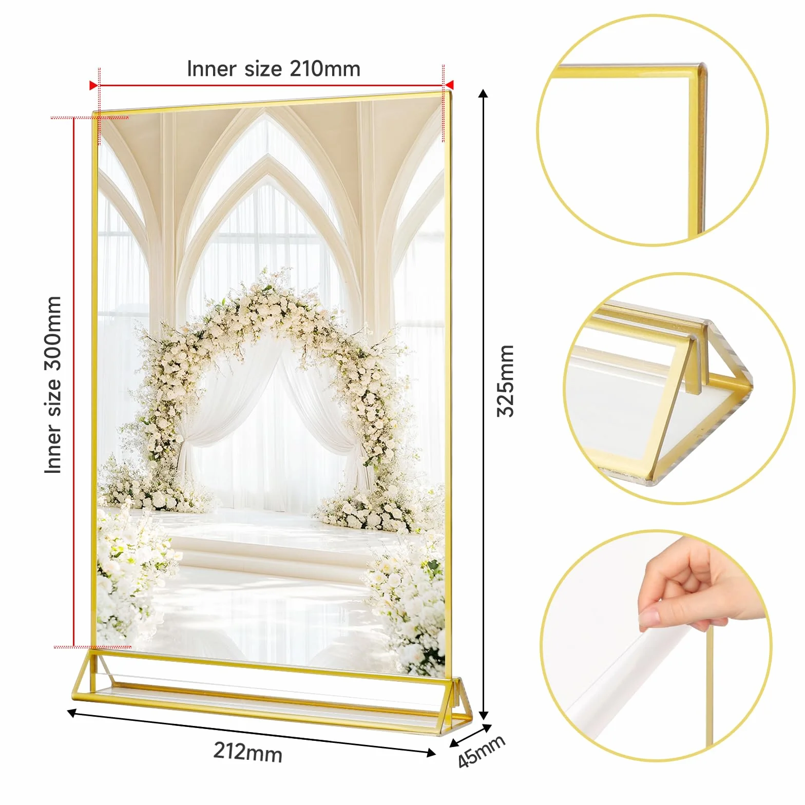 SAN LIKE Cornice foto A4 oro 6 pezzi portacarte acrilico trasparente doppia faccia espositore cavalletto numeri tavolo nozze