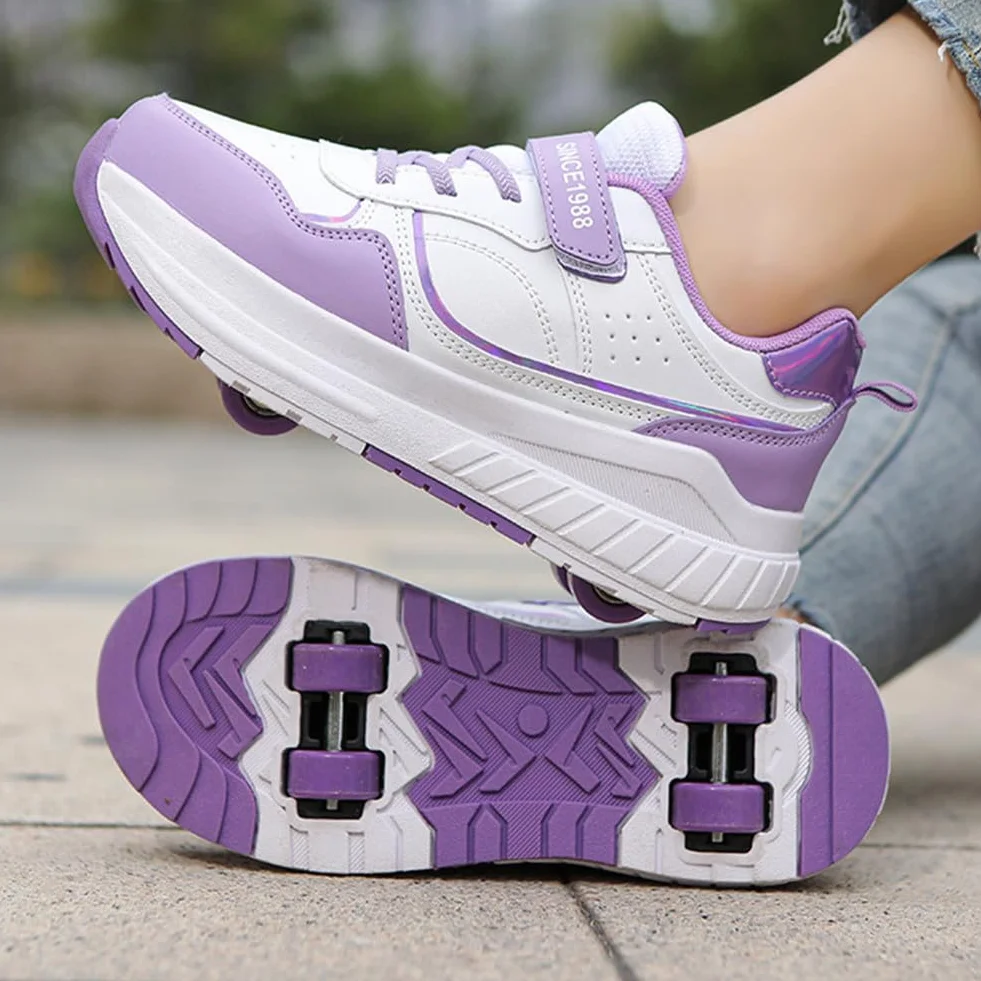 ENEN Scarpe con Rotelle Bambina Outdoor Stile Strada Sportive Skateboard 4 Ruote Sneakers Multisport Pattini Ragazze Ragazzi