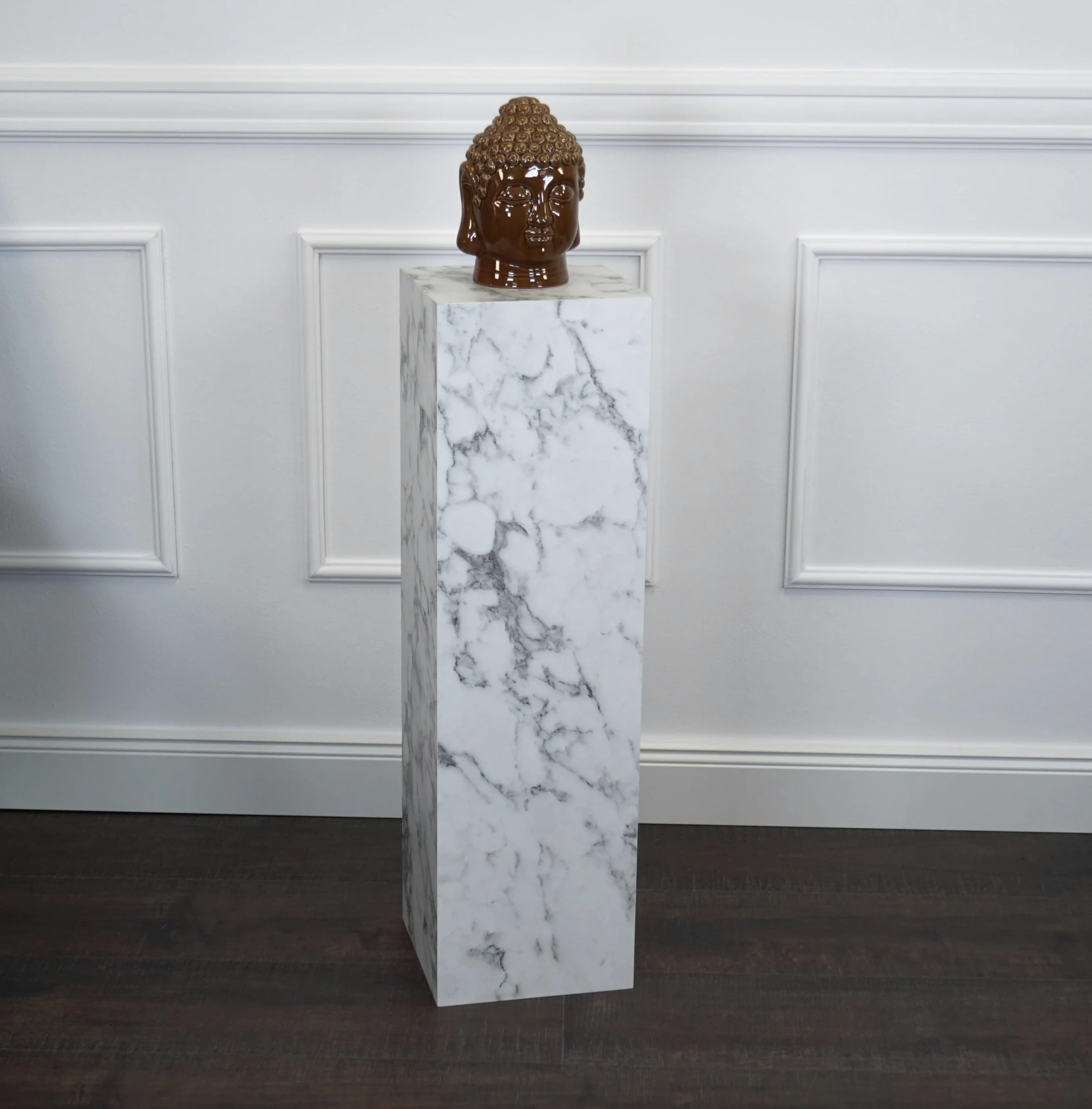Pilastro per fiori, Colonna, Colonna decorativa, Piedistallo, Ilja, Marmo Bianco, 20 x 20 x 90 cm