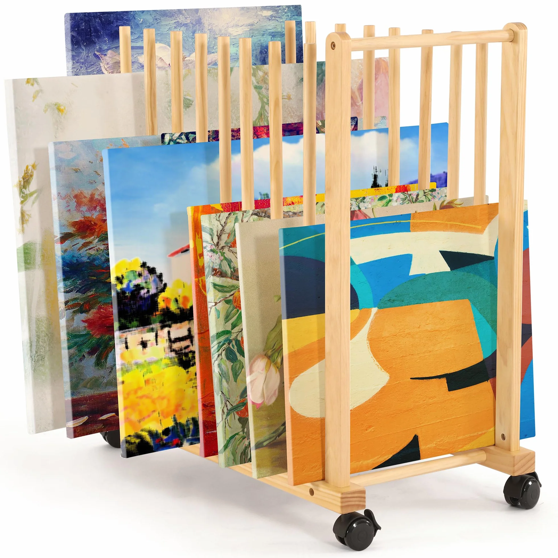 VISWIN Art Storage Rack with Handle and Swivel Wheels for Canvas Boards, Drawing Table, Art Studio