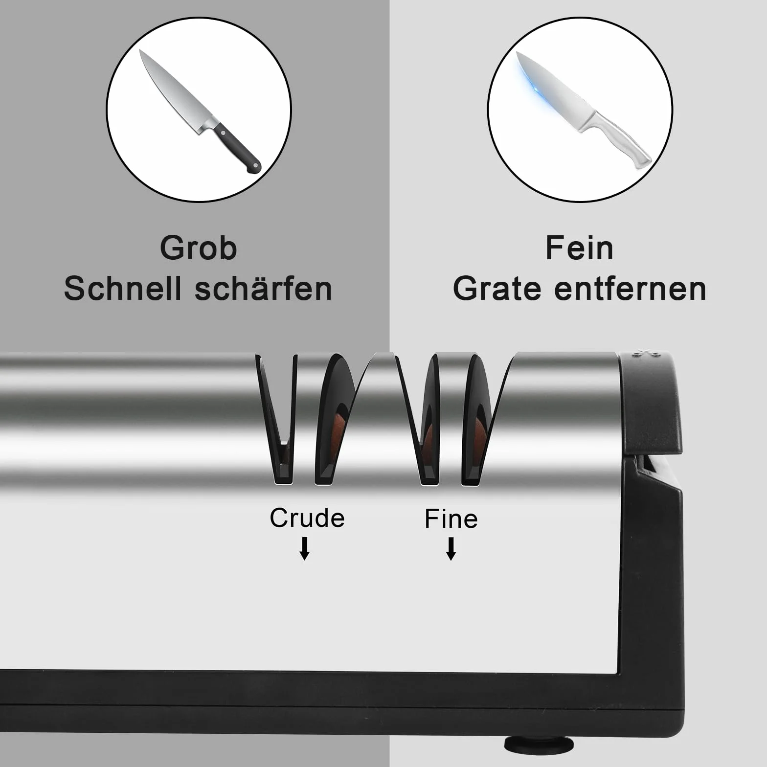 Affilacoltelli Elettrico in Acciaio Inox, Affilacoltelli Professionale di Alta Precisione per Coltelli da Cucina