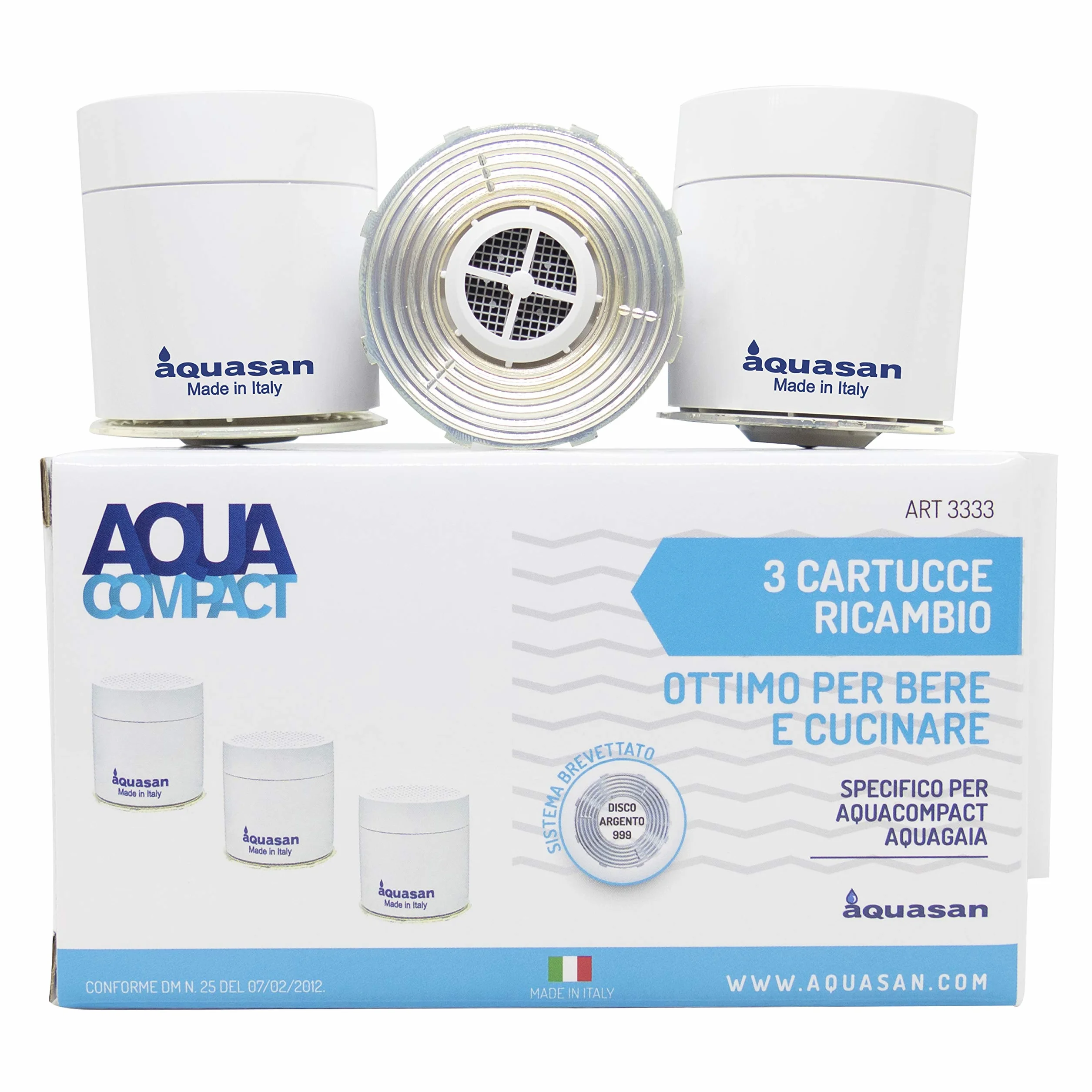 AQUASAN Cartucce Filtro Ricambio Aquacompact Aquagaia Filtro Rubinetto Filtraggio Acqua Depuratore Microfiltrazione Acqua Potabile Sistema Filtrante Multi Stadio