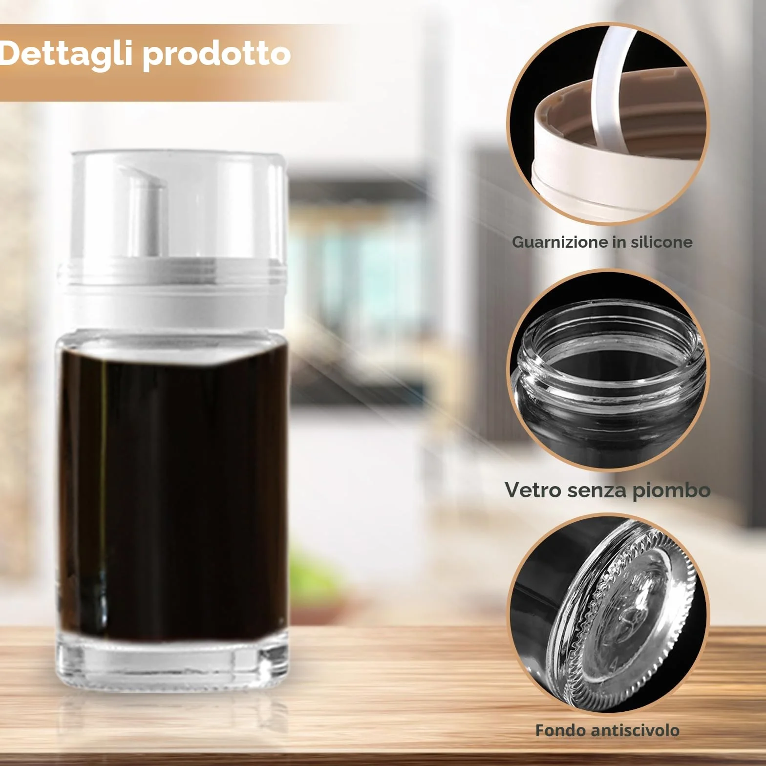 Bottiglie Dispenser per Olio e Aceto in Vetro 100 ml, 2 Pezzi, a Prova di Perdite
