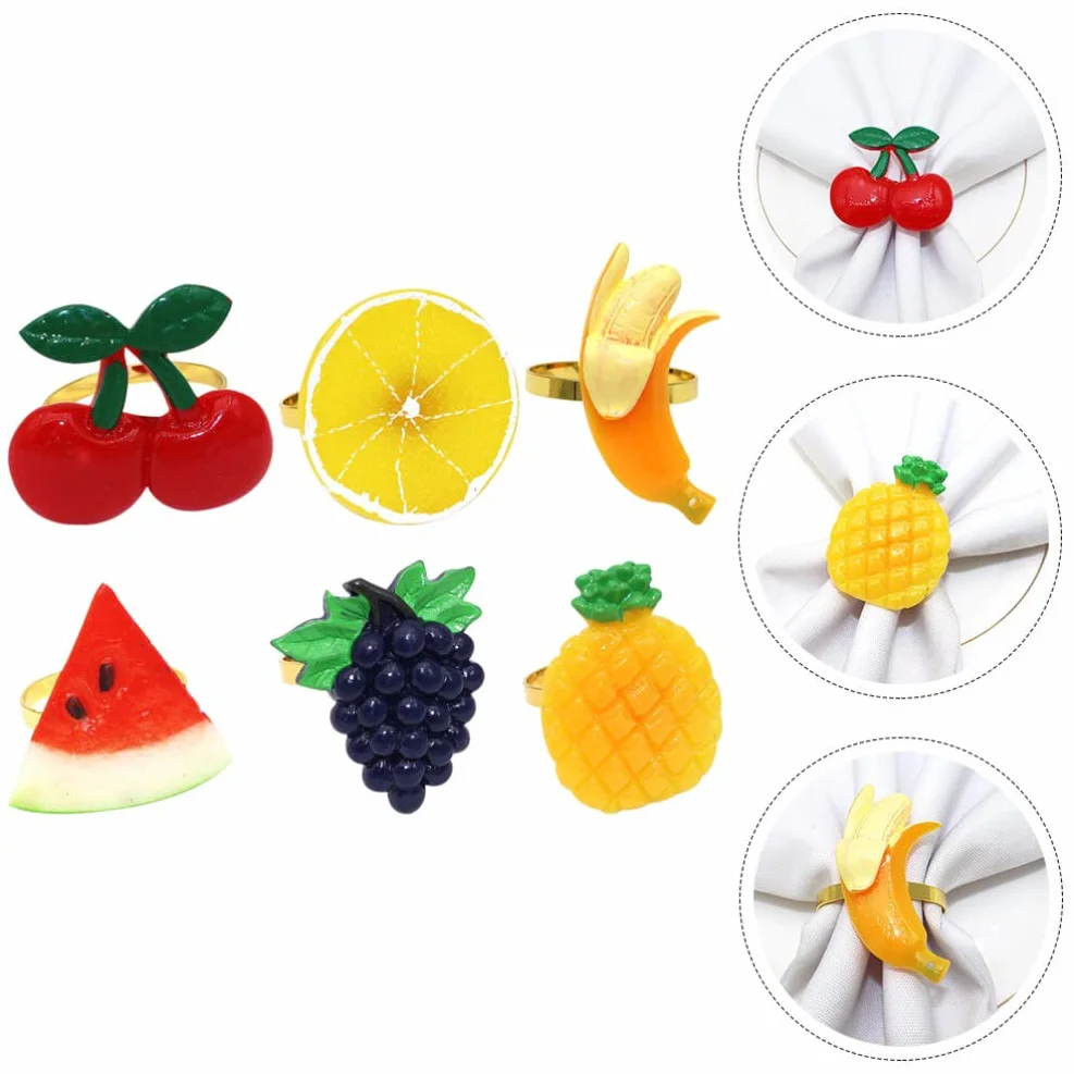 HEMOTON 6 Pezzi Fibbia Del Tovagliolo Di Frutta Portatovaglioli Di Porta Tovaglioli Portatovagliolo Tropicale Portatovaglioli Da Matrimonio Centro Tavola Ciliegia Estate Banchetto Lega