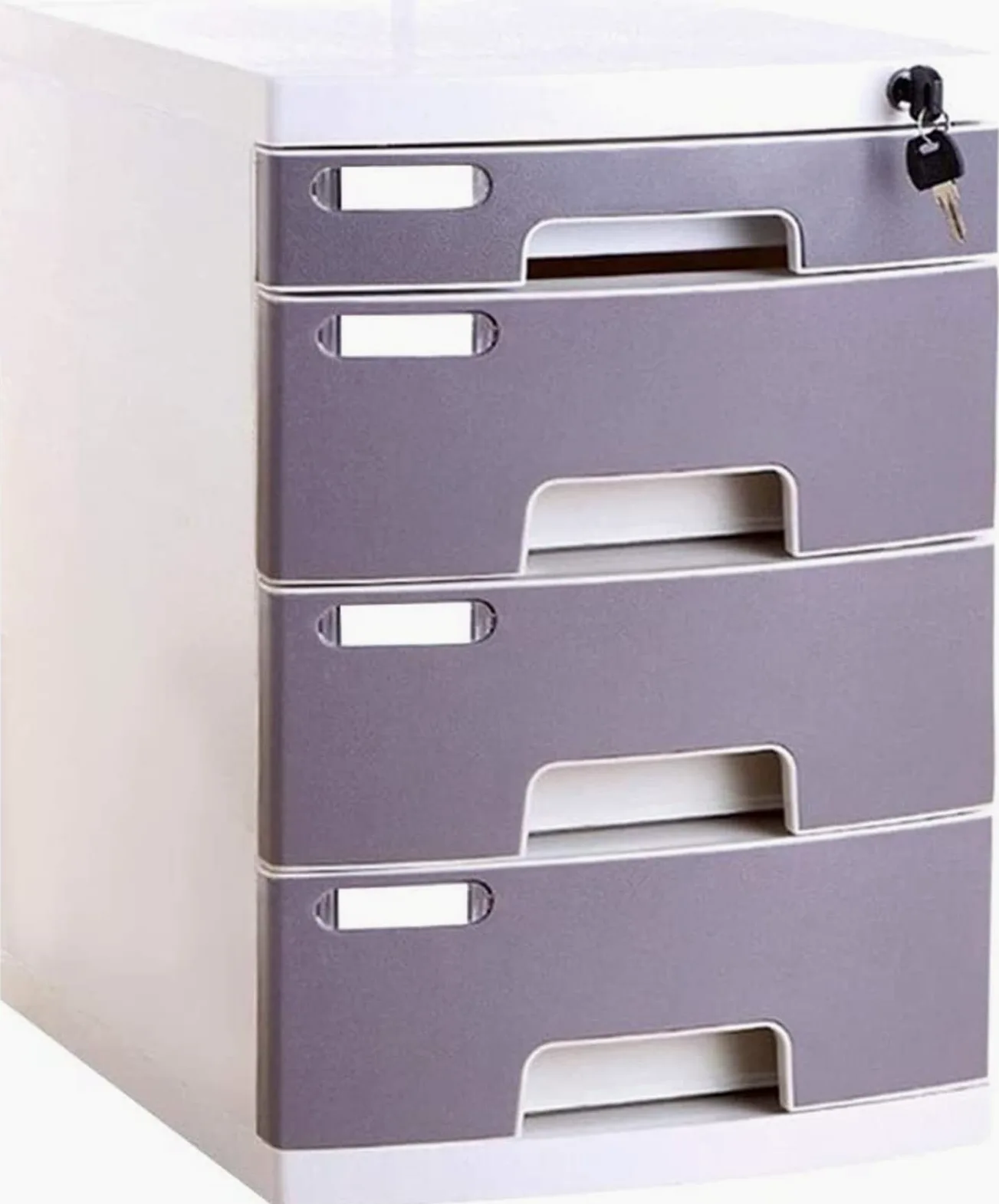 Schedario, Divisorio per Schedario, 4 Cassetti, Scrivania con Serratura, Contenitore Classificato E Scatola di Immagazzinaggio per Documenti D'Ufficio (Grigio)(Gray)