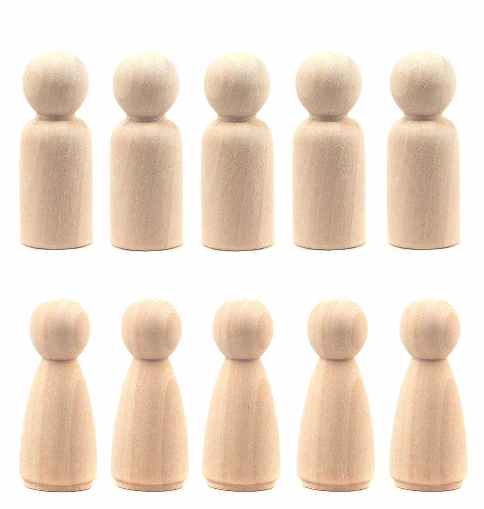 LUUFAN 20 bambole in legno da 65 mm, non rifinite, femminile, maschile, corpi vuoti, per fai da te, artigianato, feste di nozze (confezione da 20)