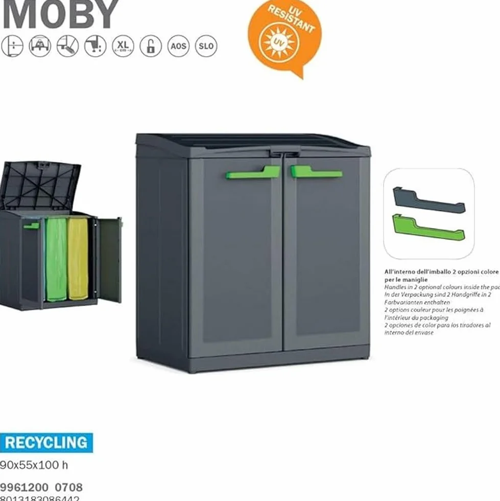 Keter Moby Recycling - Armadio Per La Raccolta Differenziata - 90X55X100H Antracite