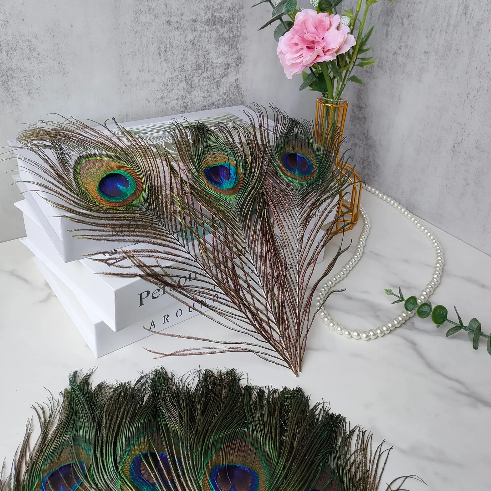 THARAHT 12pcs Peacock Feather Naturale 10-12 Pollici 25-30cm per Craft Vase Decorazione Piume di Pavone