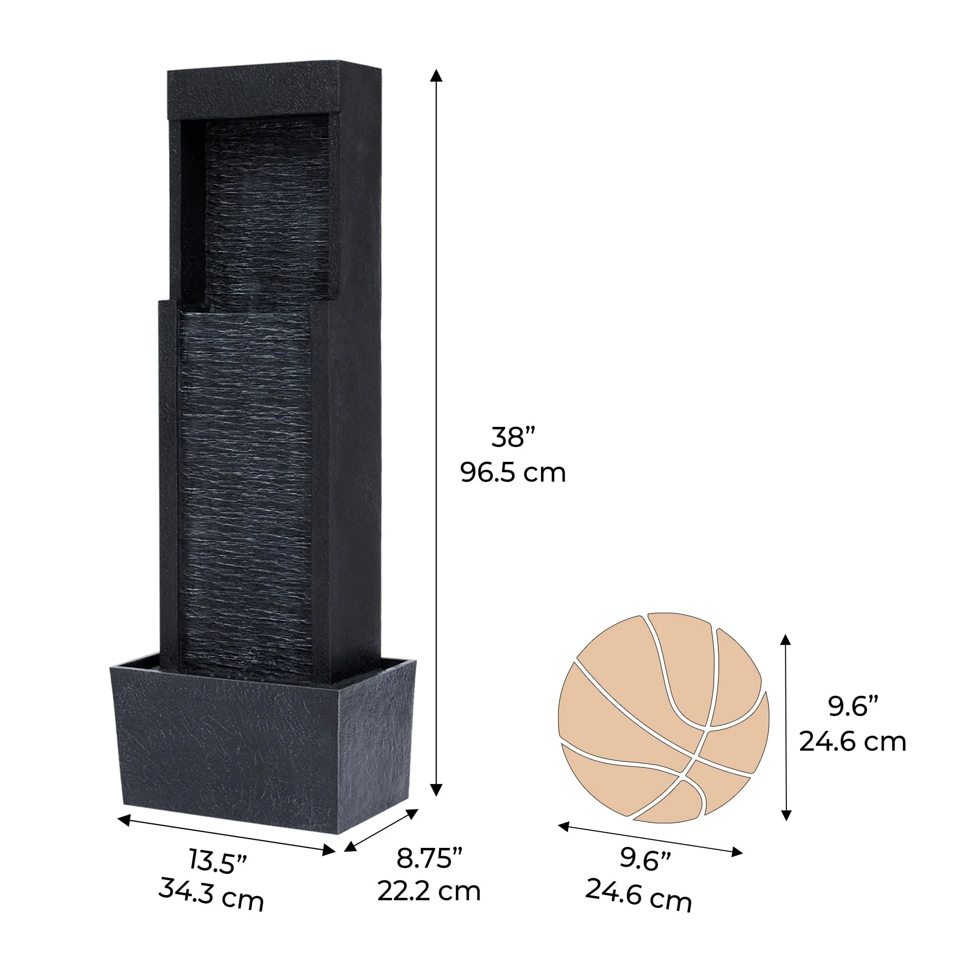 Teamson Home Fontana Solare, Resina, Grigio Pietra, Taglia Unica