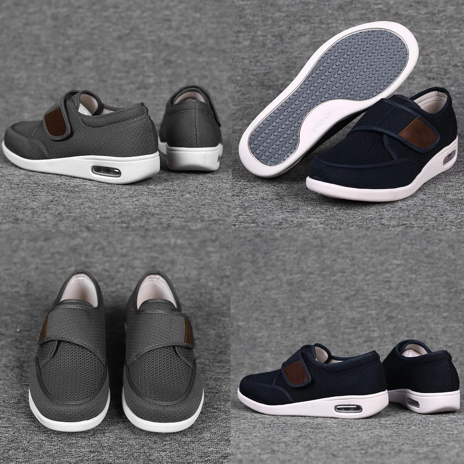 Scarpe Diabetiche da Uomo,Extra Large Hook&Loop Scarpe Salutari Antiscivolo Ortopediche Adatte A Persone Anziane con Dolore Ai Nervi dei Piedi