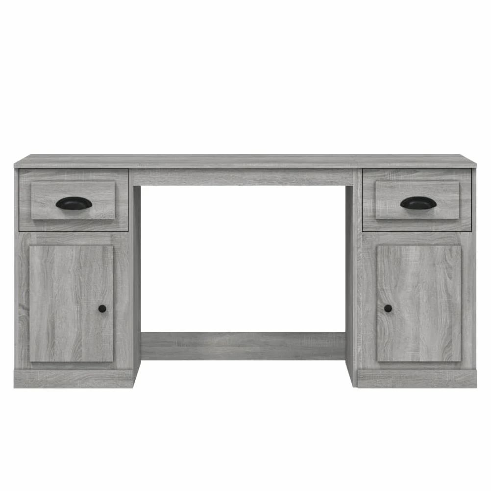 Scrivania portaoggetti grigio Sonoma, in legno Sonoma, 154,5 x 50 x 75 cm, tavolo da ufficio con armadio, scaffale, cassetto per raccoglitori e documenti sul posto di lavoro