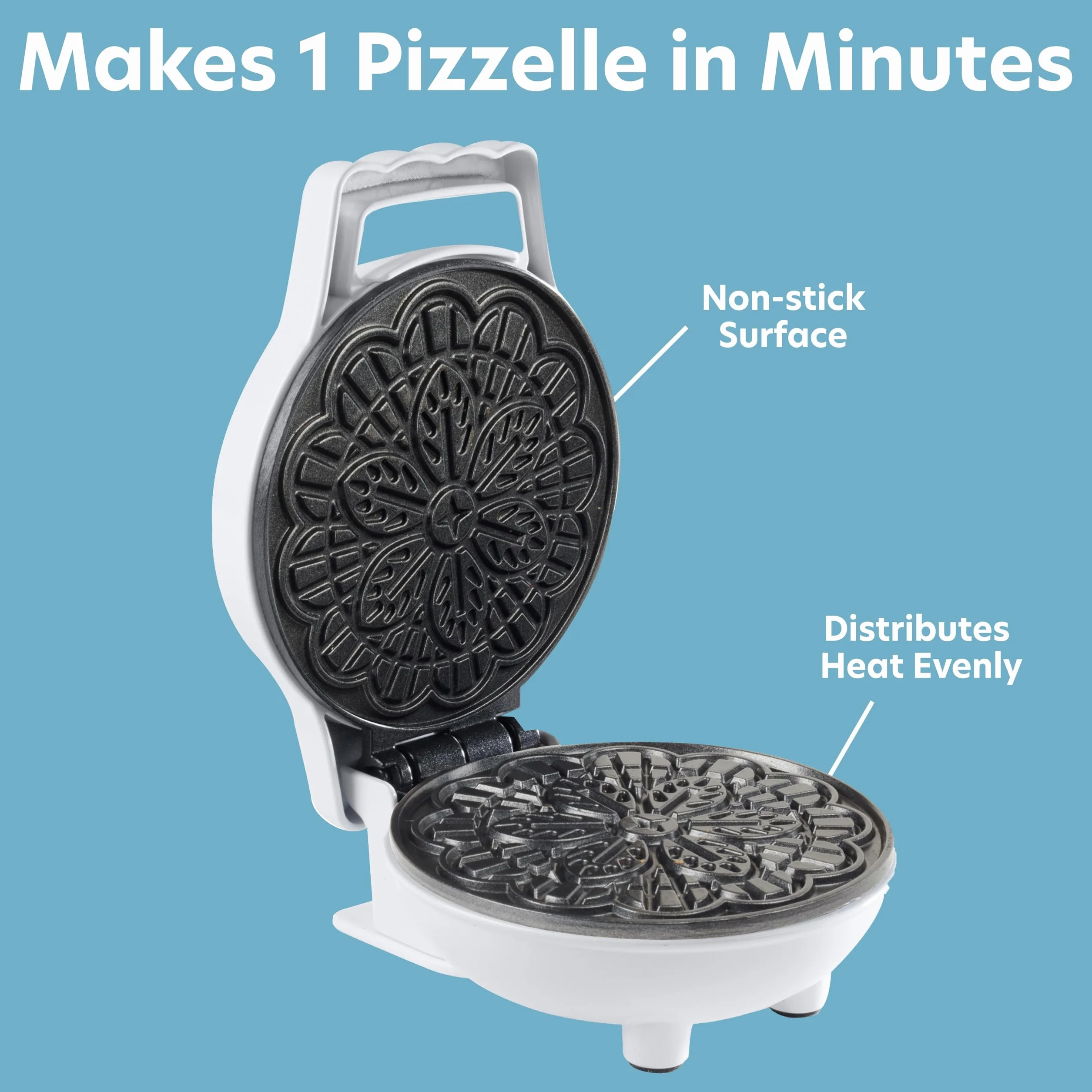 Mini macchina elettrica per pizza – produce 1 piccolo waffle tradizionale italiano da 10,2 cm in pochi minuti – Pressa in ferro antiaderente con guida alle ricette – Dolci o regalo da