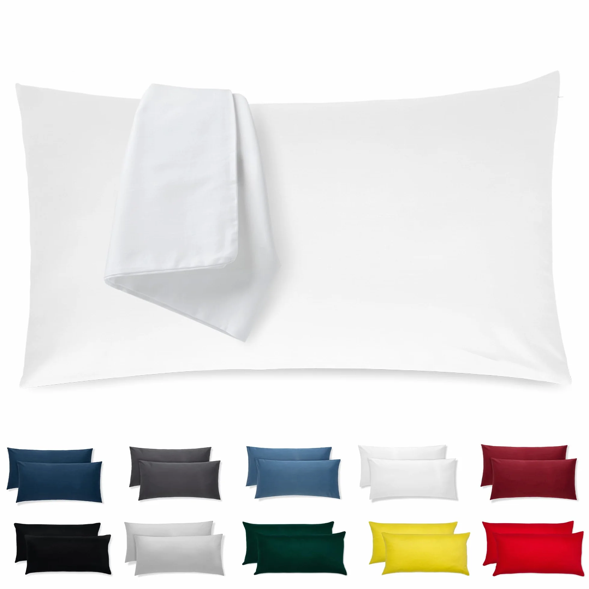 Federe Cuscini Letto Matrimoniale Cotone 50x80 Set 2 Copricuscini Morbido Jersey Anallergico Antiacaro con Zip
