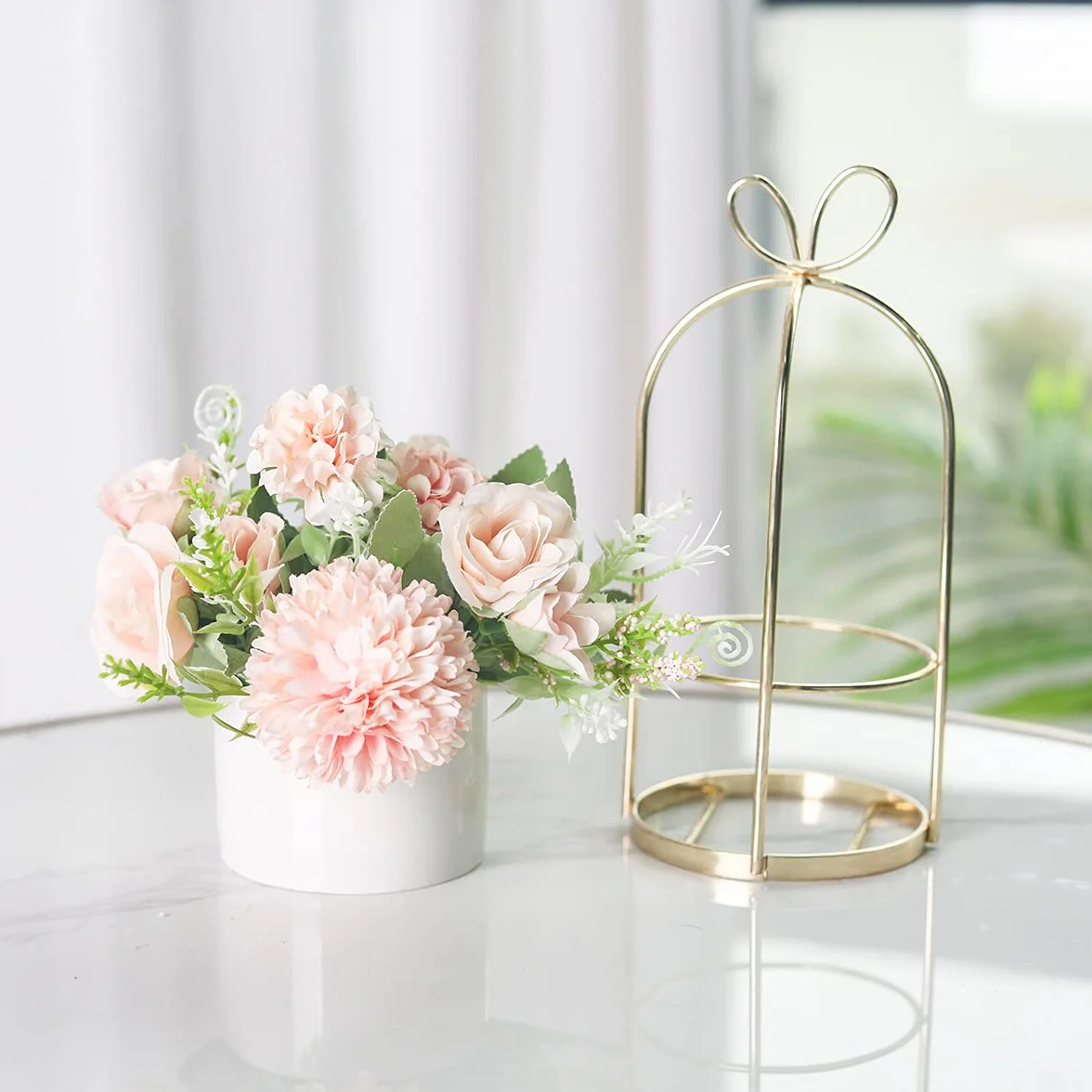 Fiori artificiali in seta con vaso, composizione floreale con ortensie e crisantemi, centrotavola, decorazione per la casa, scrivania e soggiorno, matrimoni