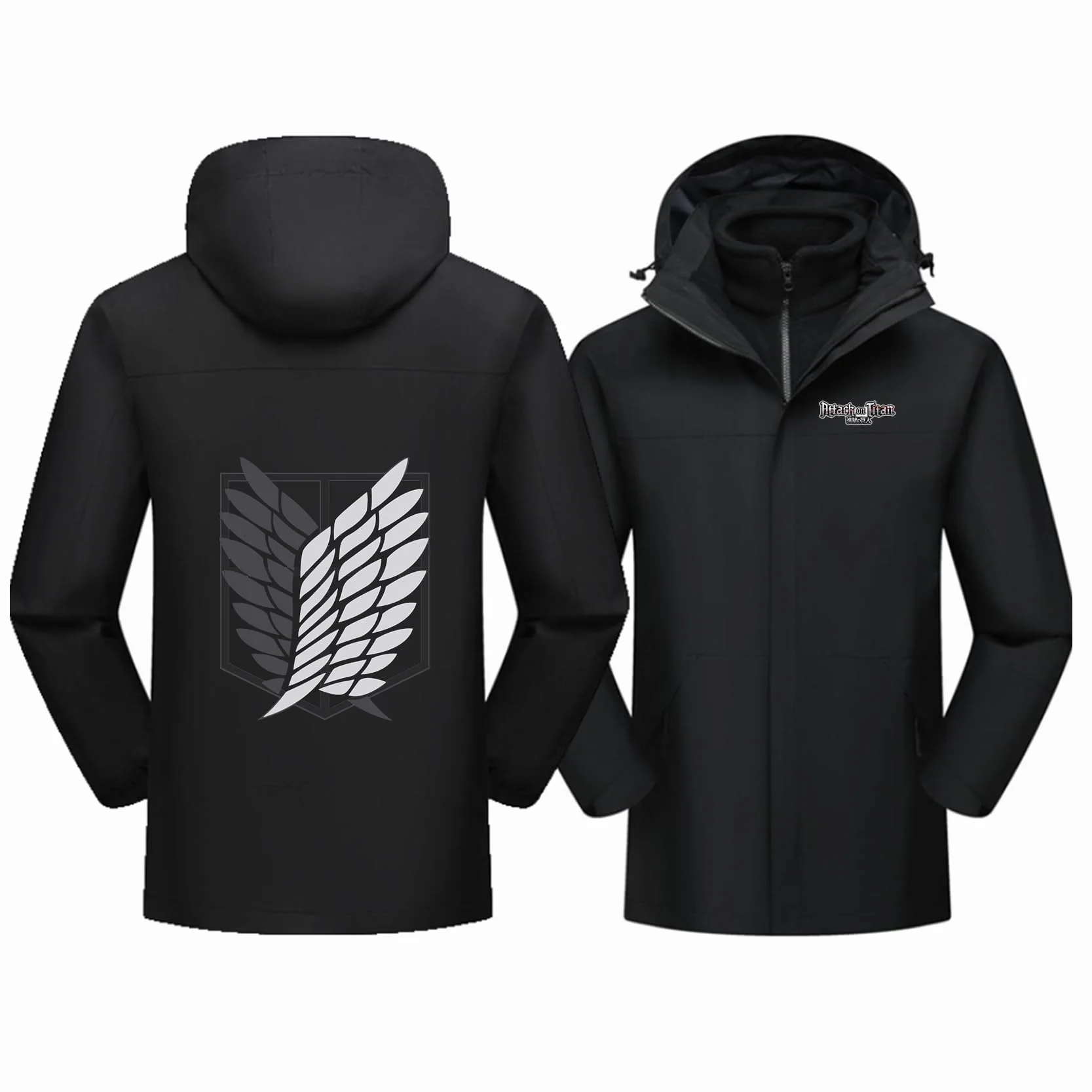 Giacca Softshell da Uomo 3 in 1 per Attack Titan, Impermeabile, Foderata in Pile, Antivento Rimovibile, Termica, Calda, per Sci, Montagna, Escursionismo, Campeggio,G-M